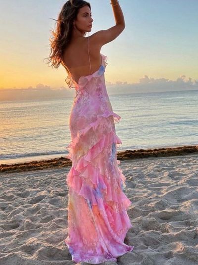 LoveShackFancy Rialto Floral Chiffon Maxi Dress Size 00 by