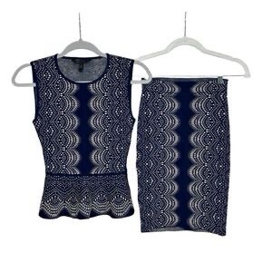 BCBG MAXAZIRA Alonya Peplum top and panel skirt set