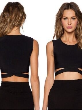 BCBGMAXAZRIA Black Cutout Crop Top