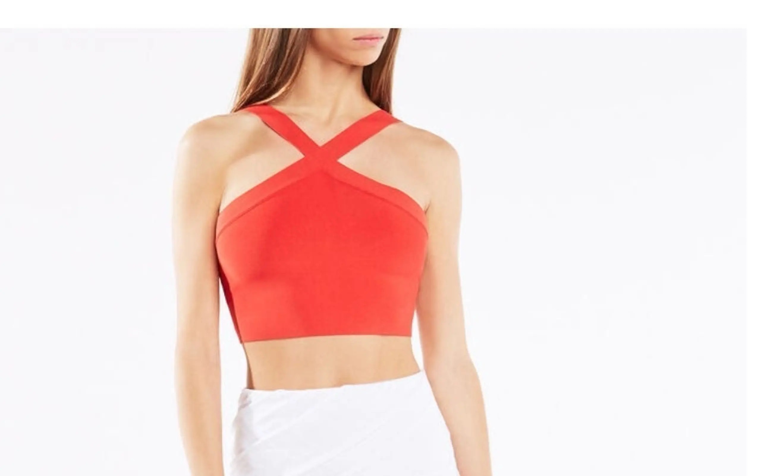 BCBG MAXAZRIA Jayla Red Halter crop top