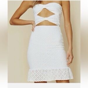 Nightcap Clothing White Eyelet Cutout Midi Dress