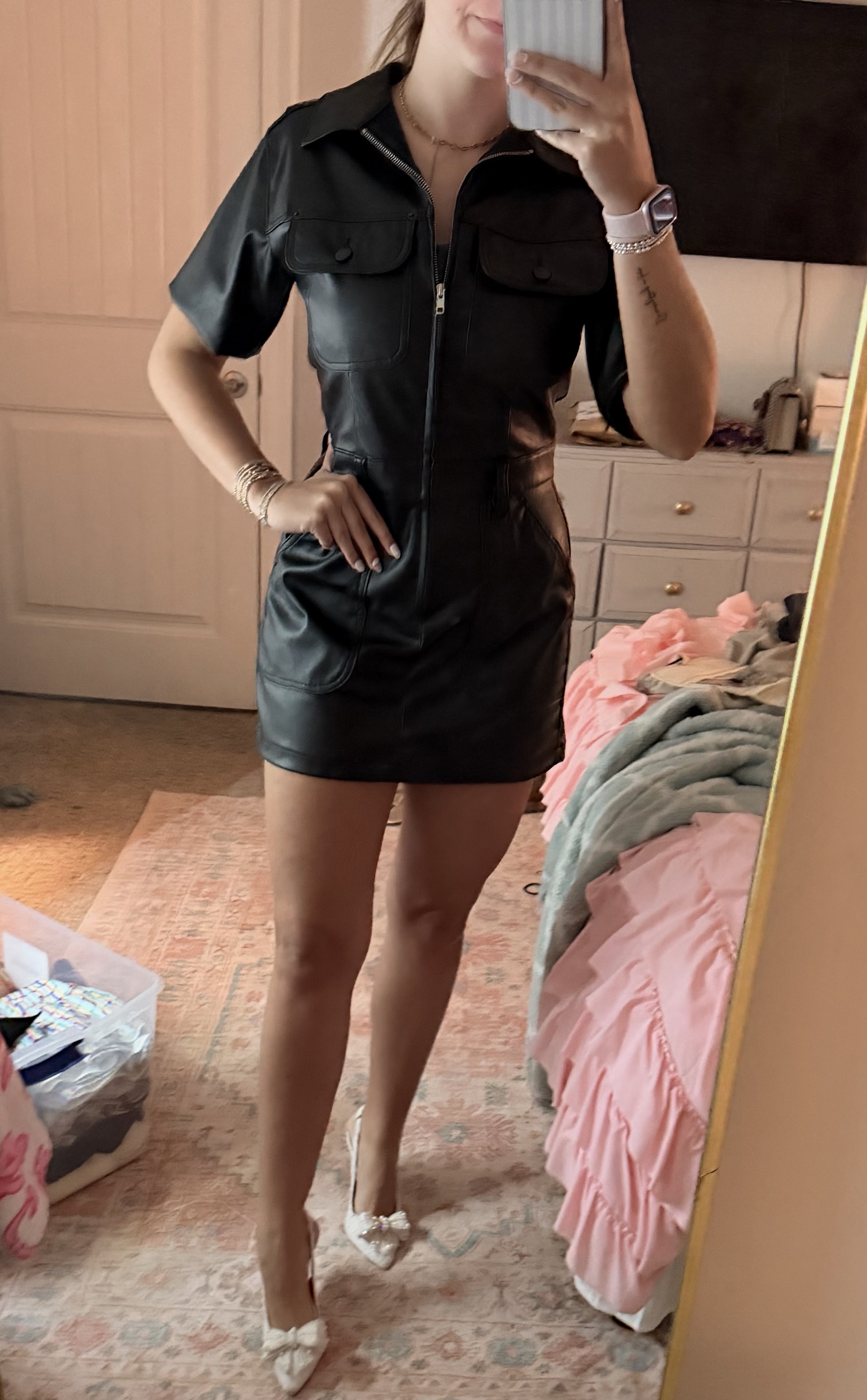 Black Leather Short Sleeve Shirt Dress by Universal threads - Pickle Black Leather Short Sleeve Shirt Dress by Universal threads - Pickle