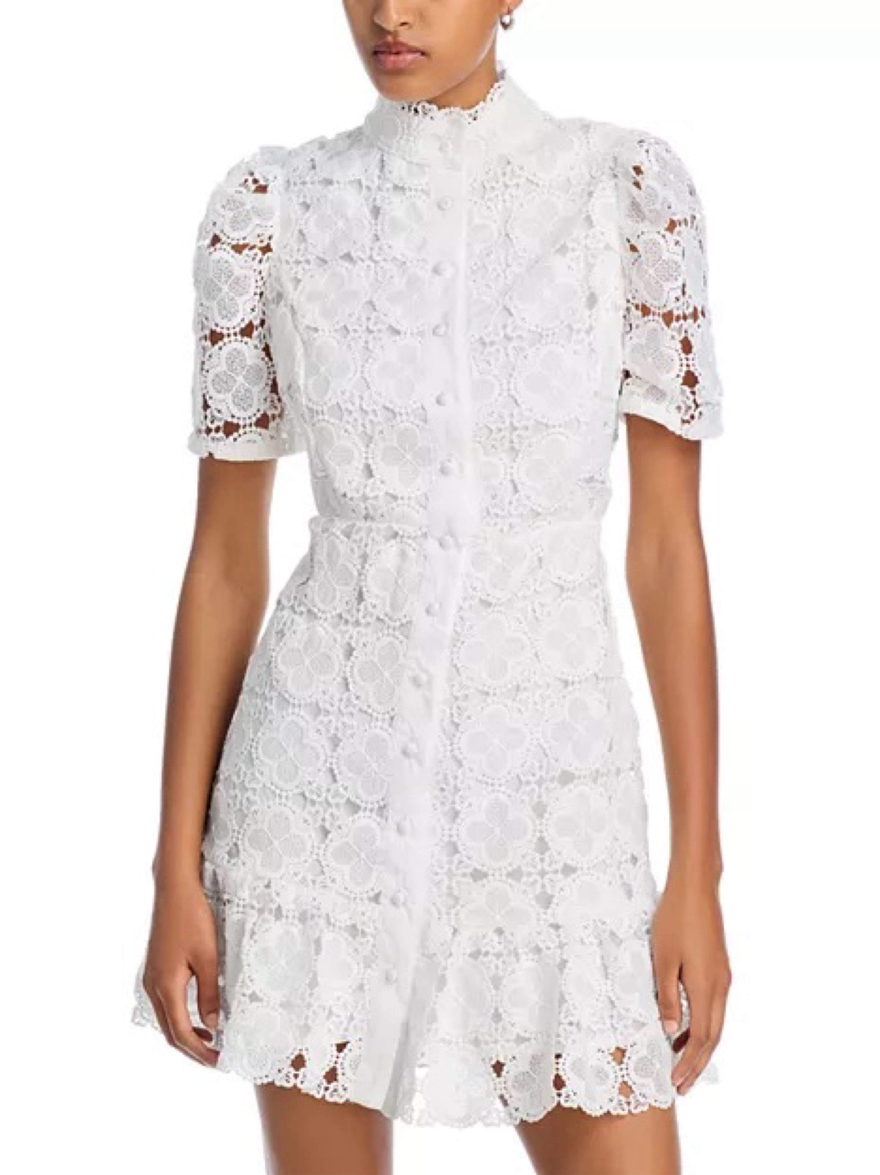 Floral Lace Mock Neck Mini Dress