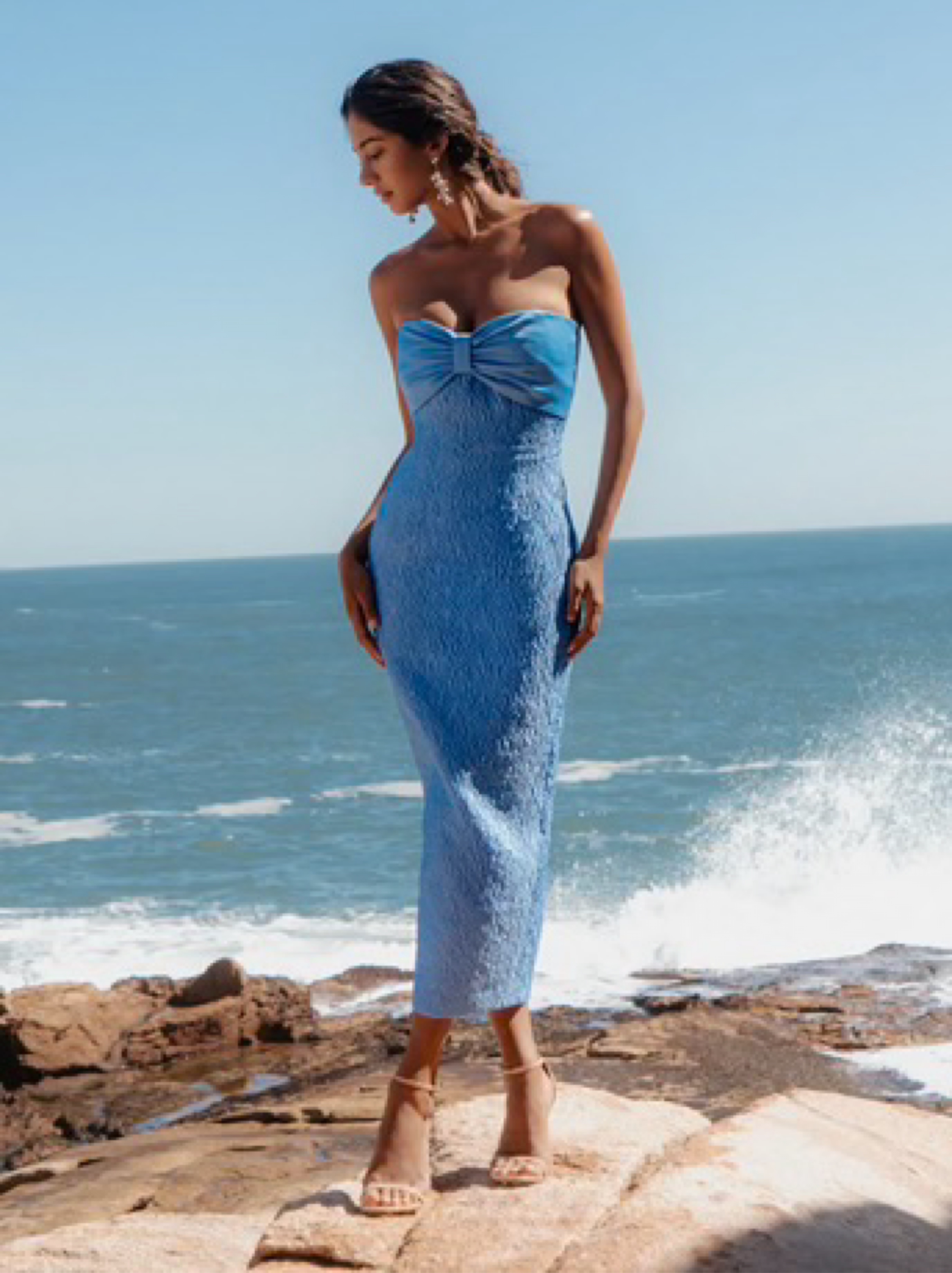 Sau Lee Jackie Dress in Azure Blue by Sau Lee - Pickle