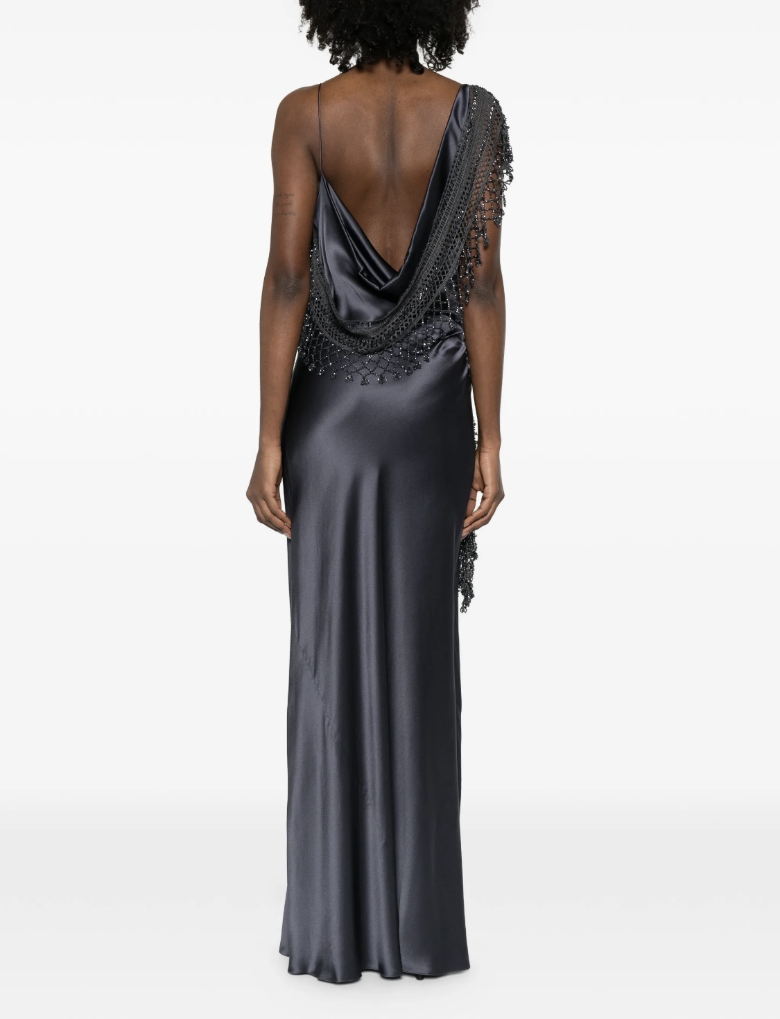 beaded dress designer Luxury Nude Chiffon Evening LA72915 Nude / 8 Collection:Beachcomber Basics - Indigo ruched maxi dress elevating the dresss luxurious SMA Dailey At Army/Navy