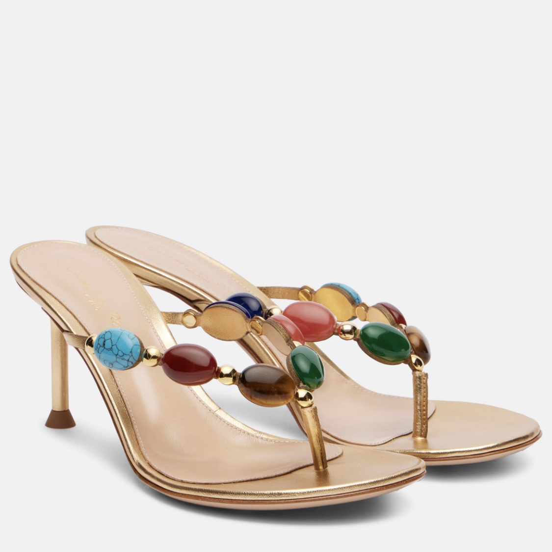 Gianvito Rossi Shanti Embellished Gold Sandals