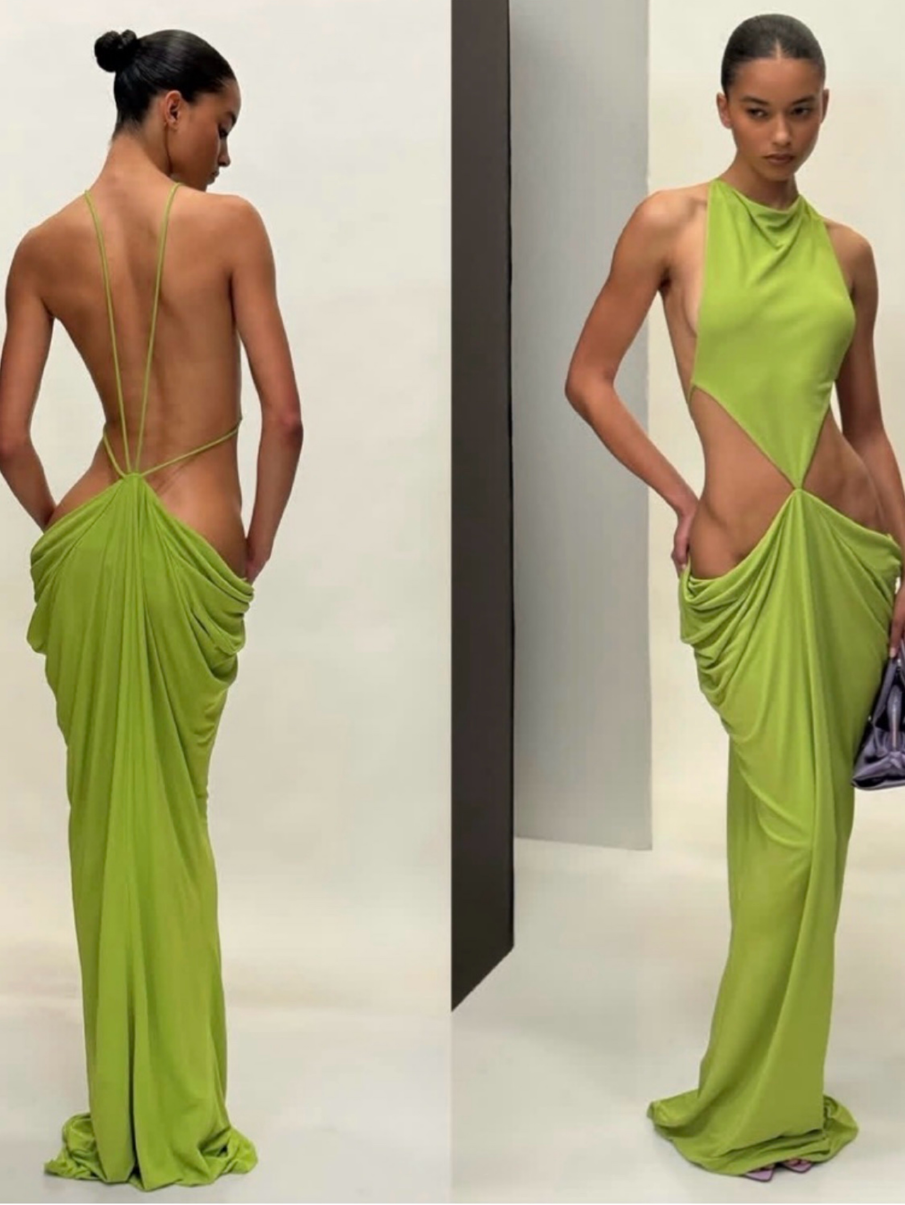 Helsa Margarite Jersey Gown in Parakeet