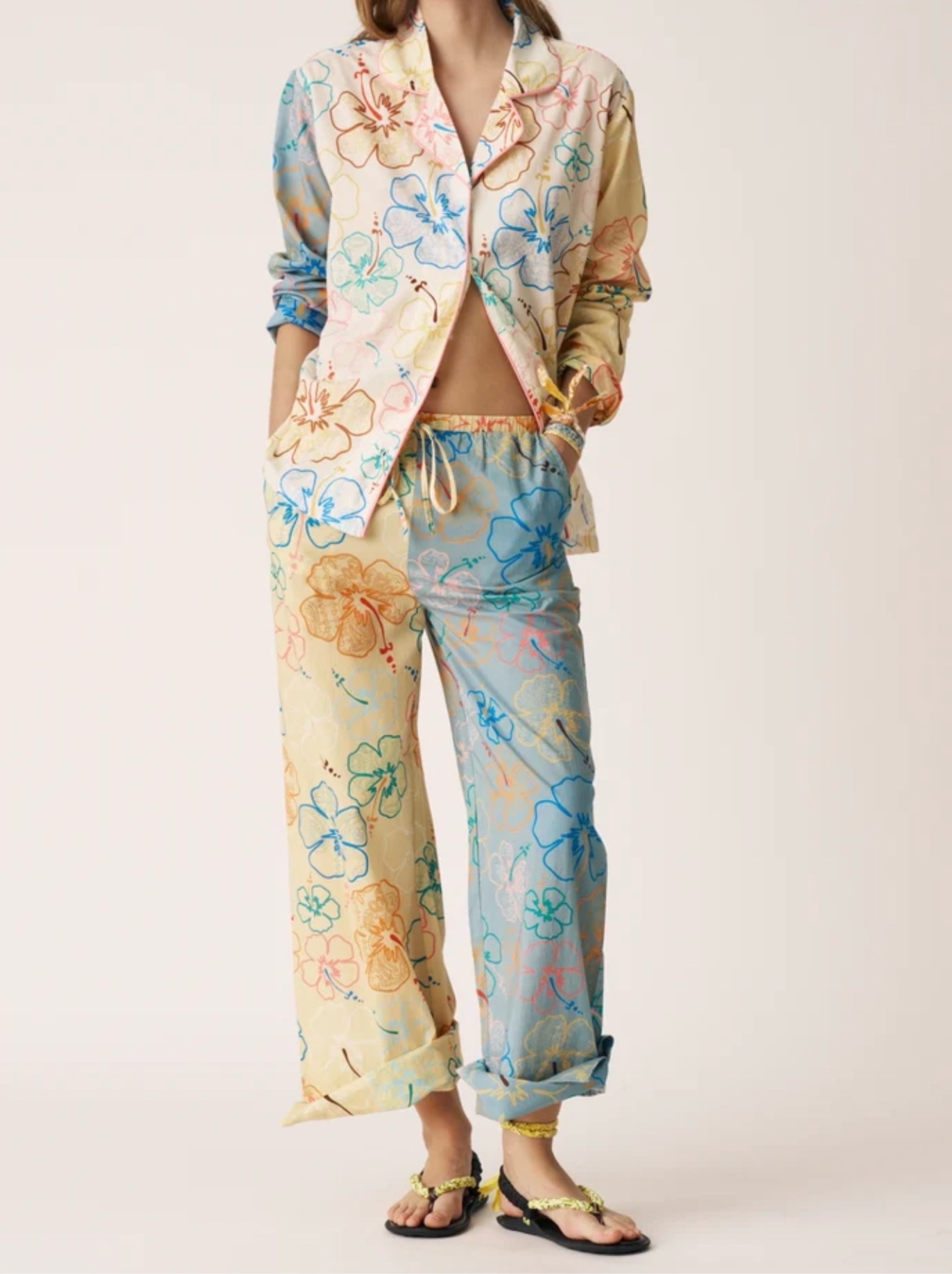 Multicolor Floral Cotton Matching Set