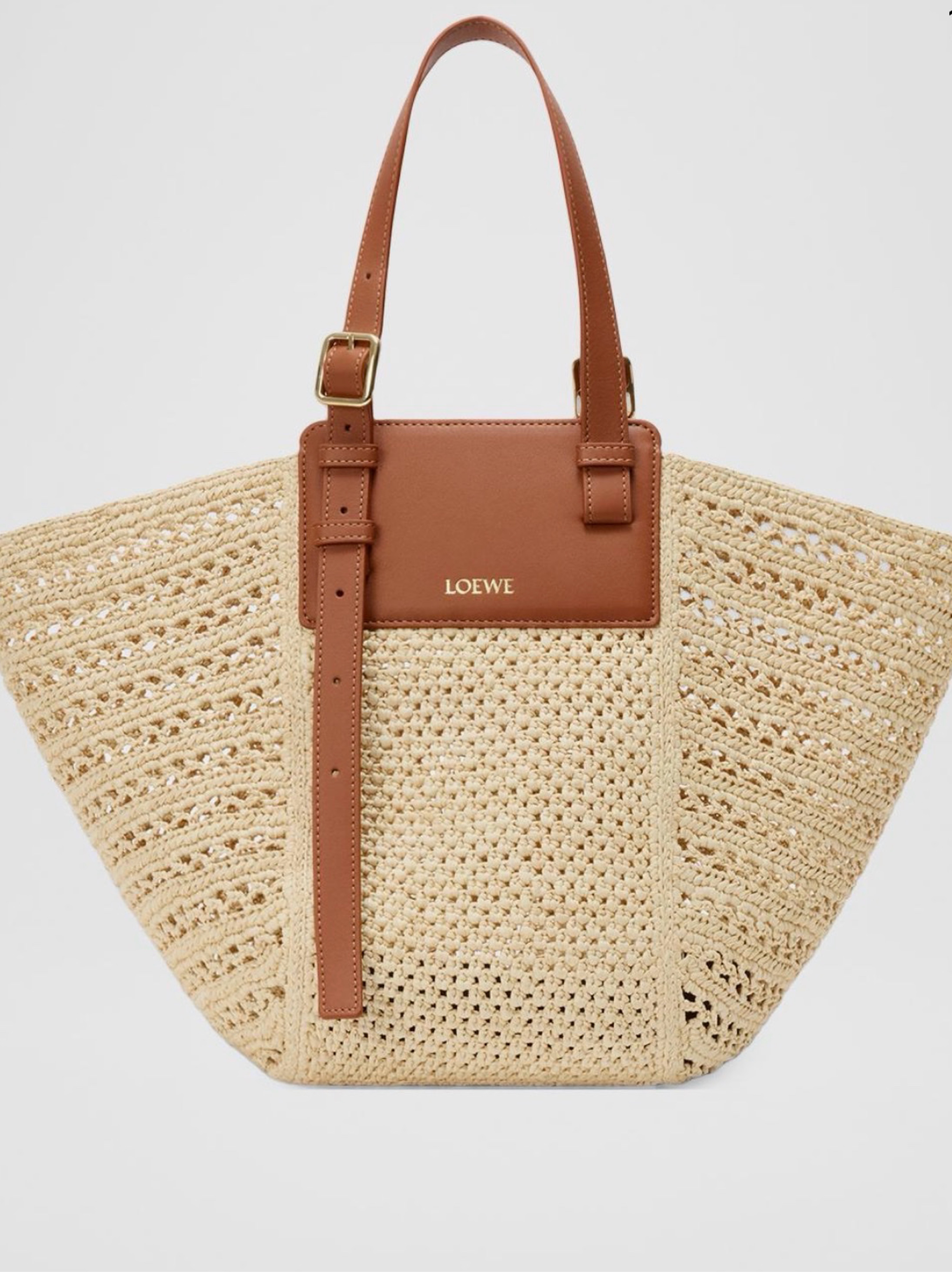 Loewe x Paula’s Ibiza Medium Hammock Cabas Bag in Raffia and Calfskin