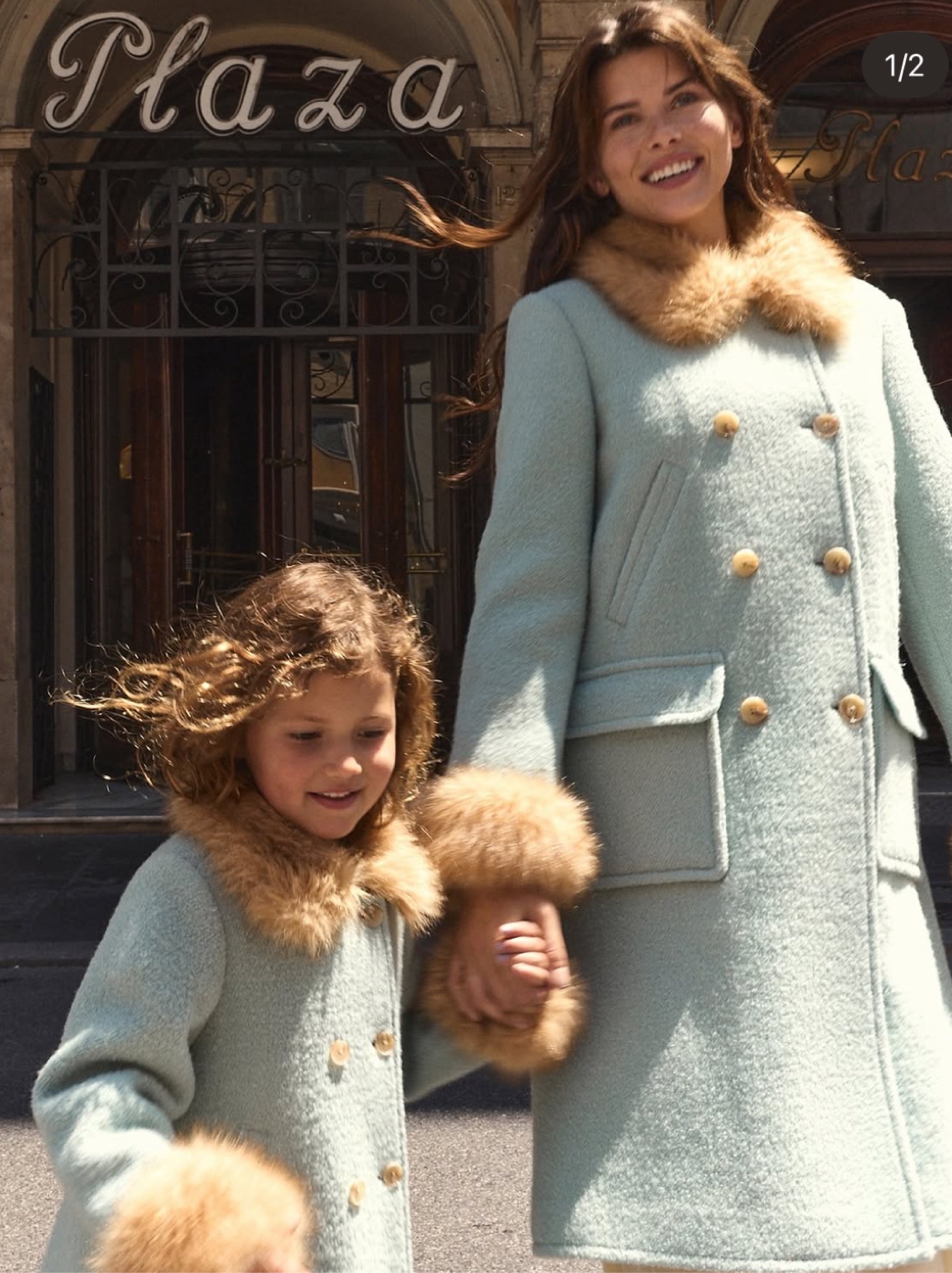 Sage Green Wool Coat with Fur Collar by Doen | Pickle