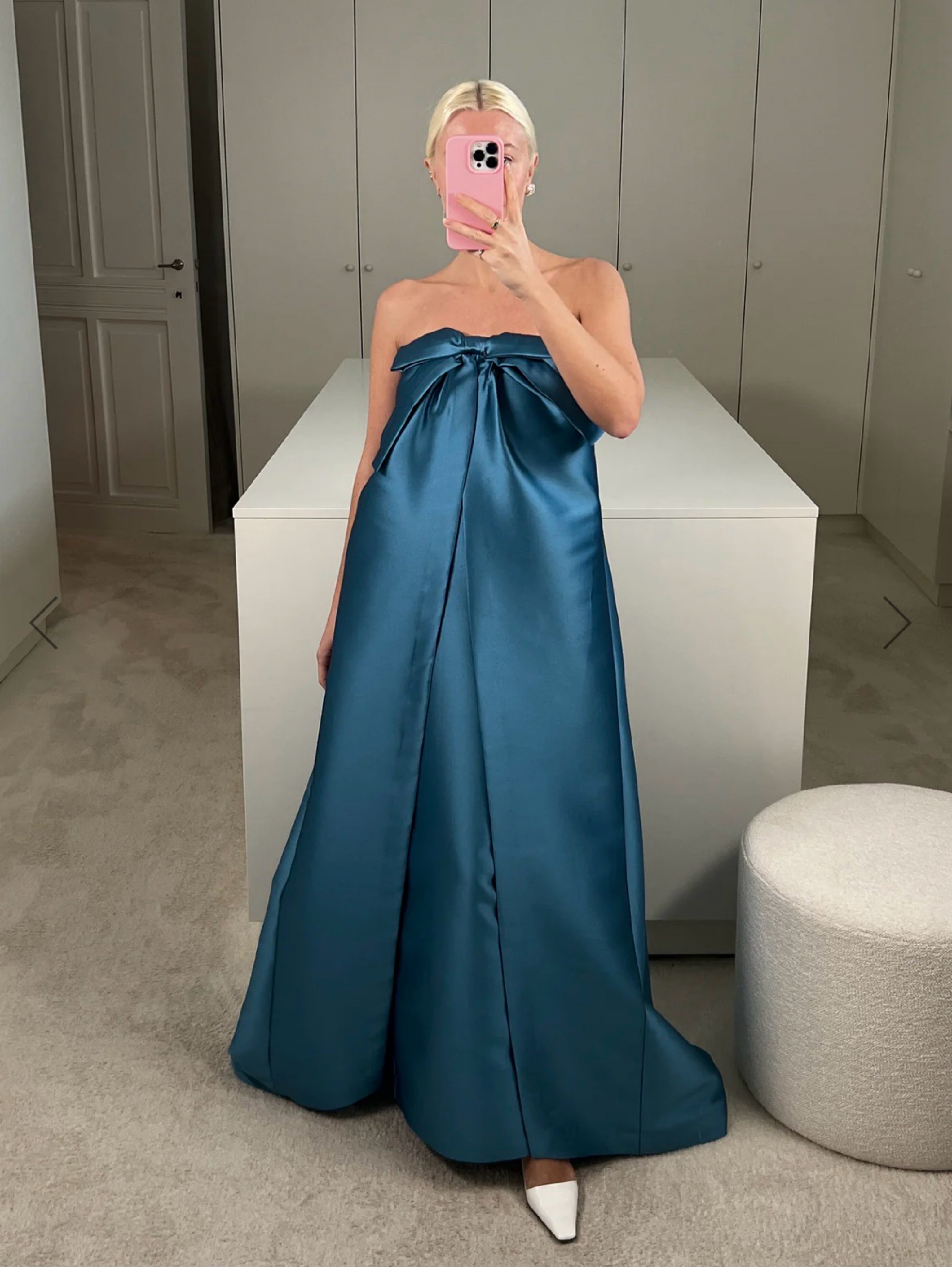BERNADETTE AW25 Jacques Bow Bustier Gown in Blue