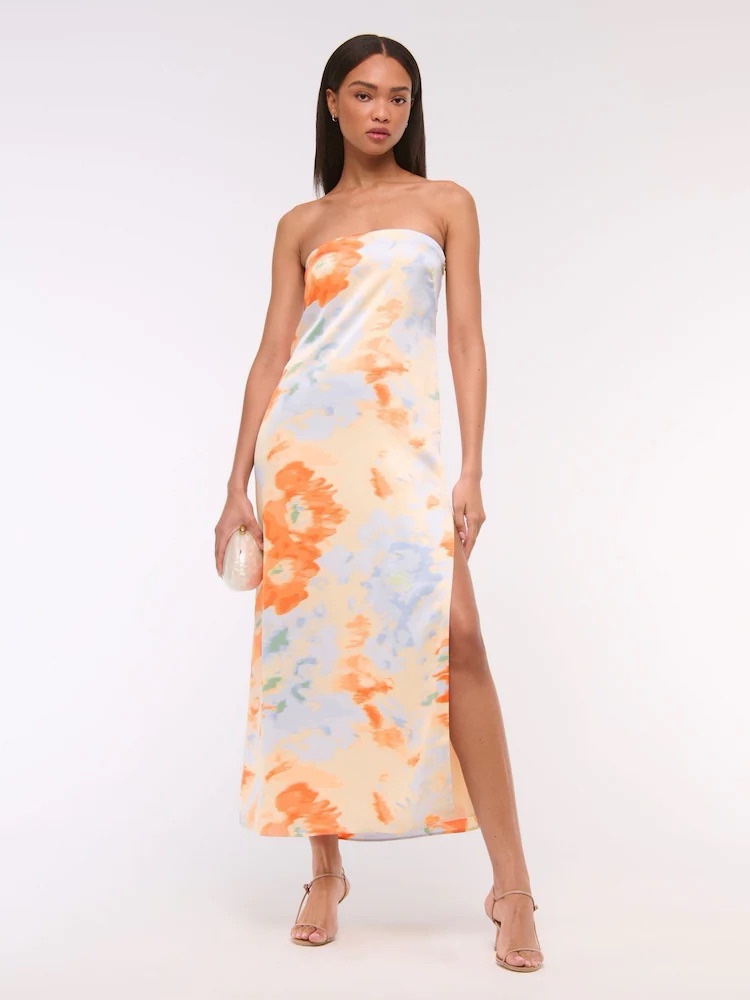 Blue & Orange Wedding Guest Dress
