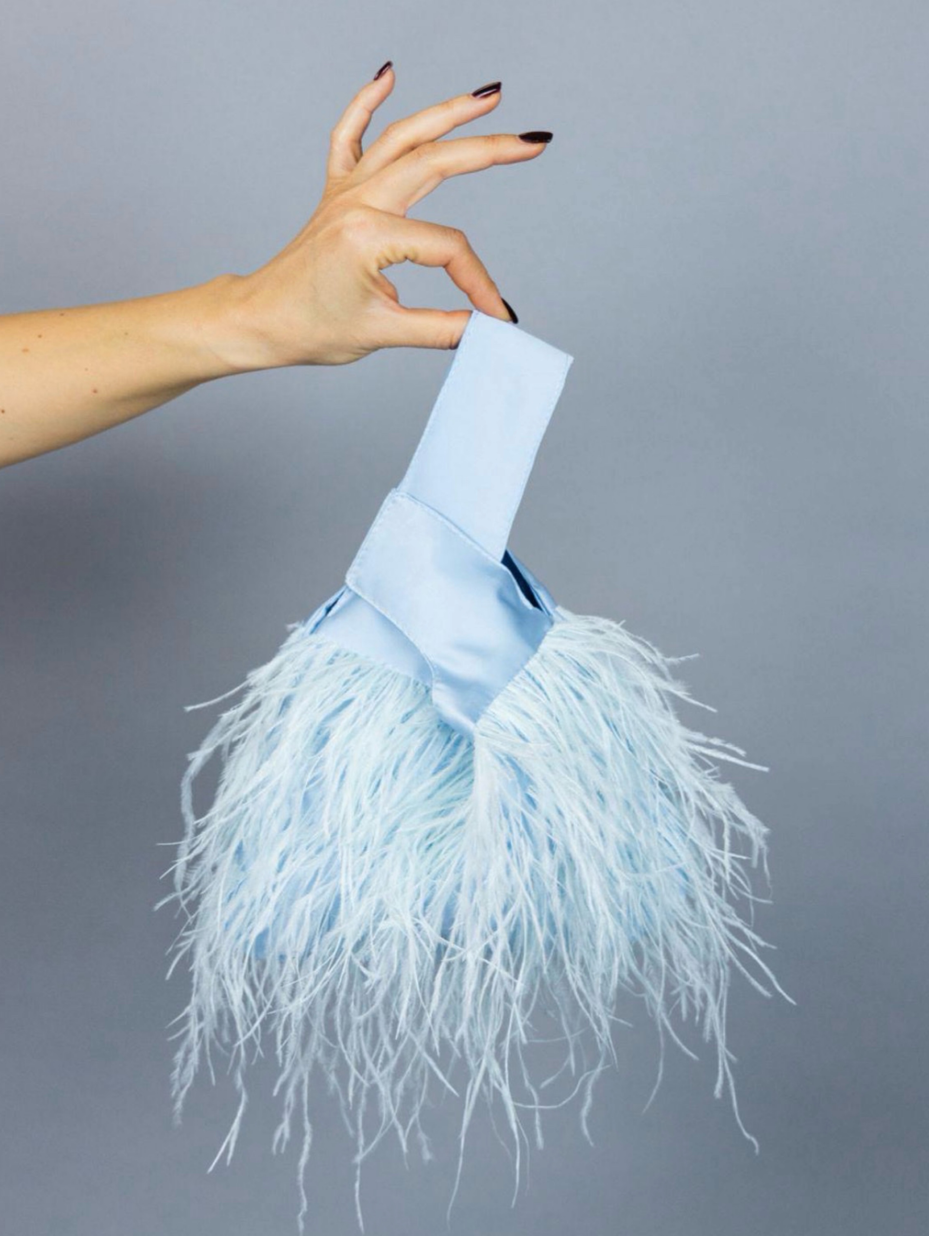 Custom Light Blue Ostrich Feather Bag
