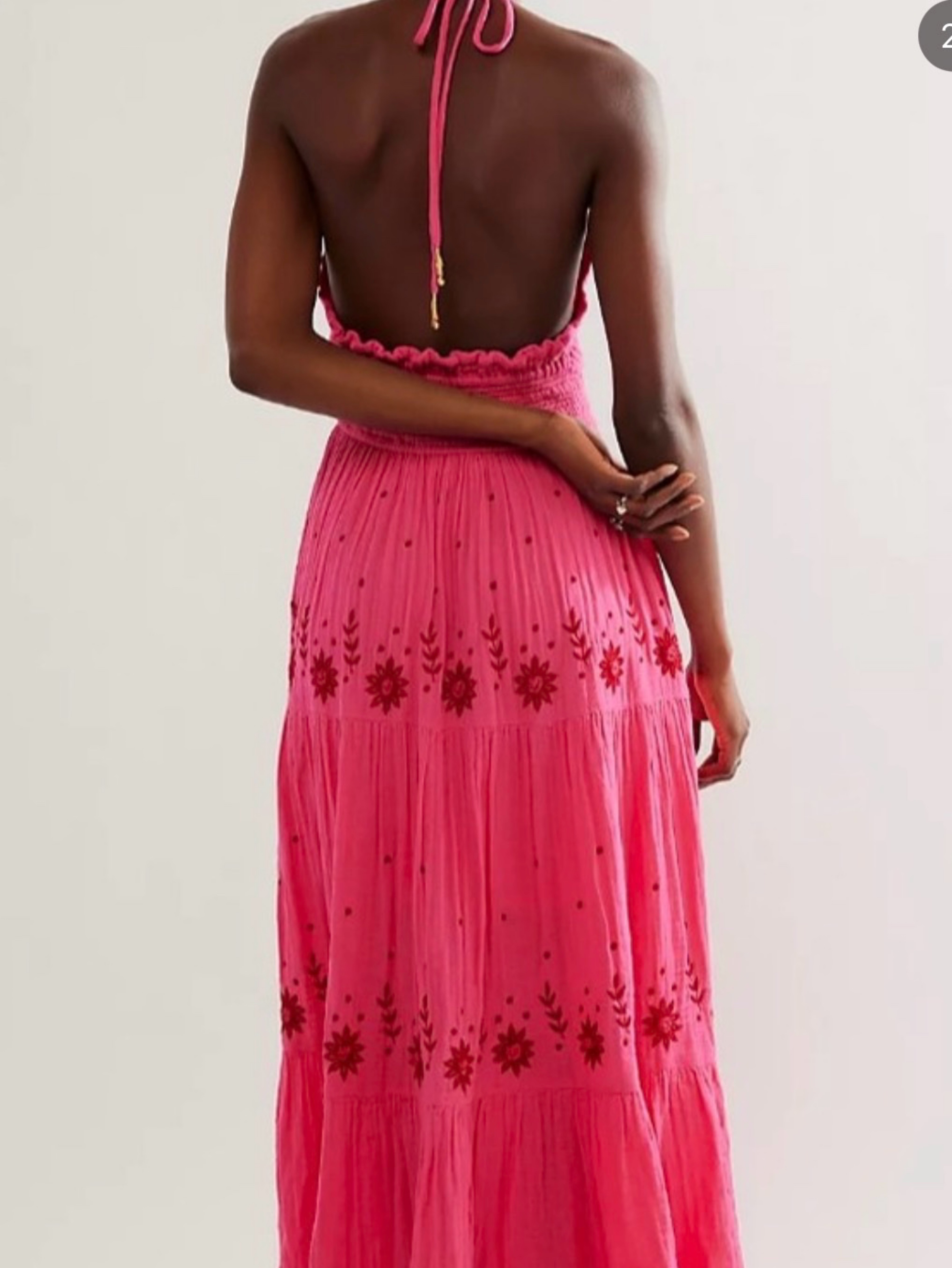free people red and pink dress Free People ruched ruffle midi dress in hot pink combo