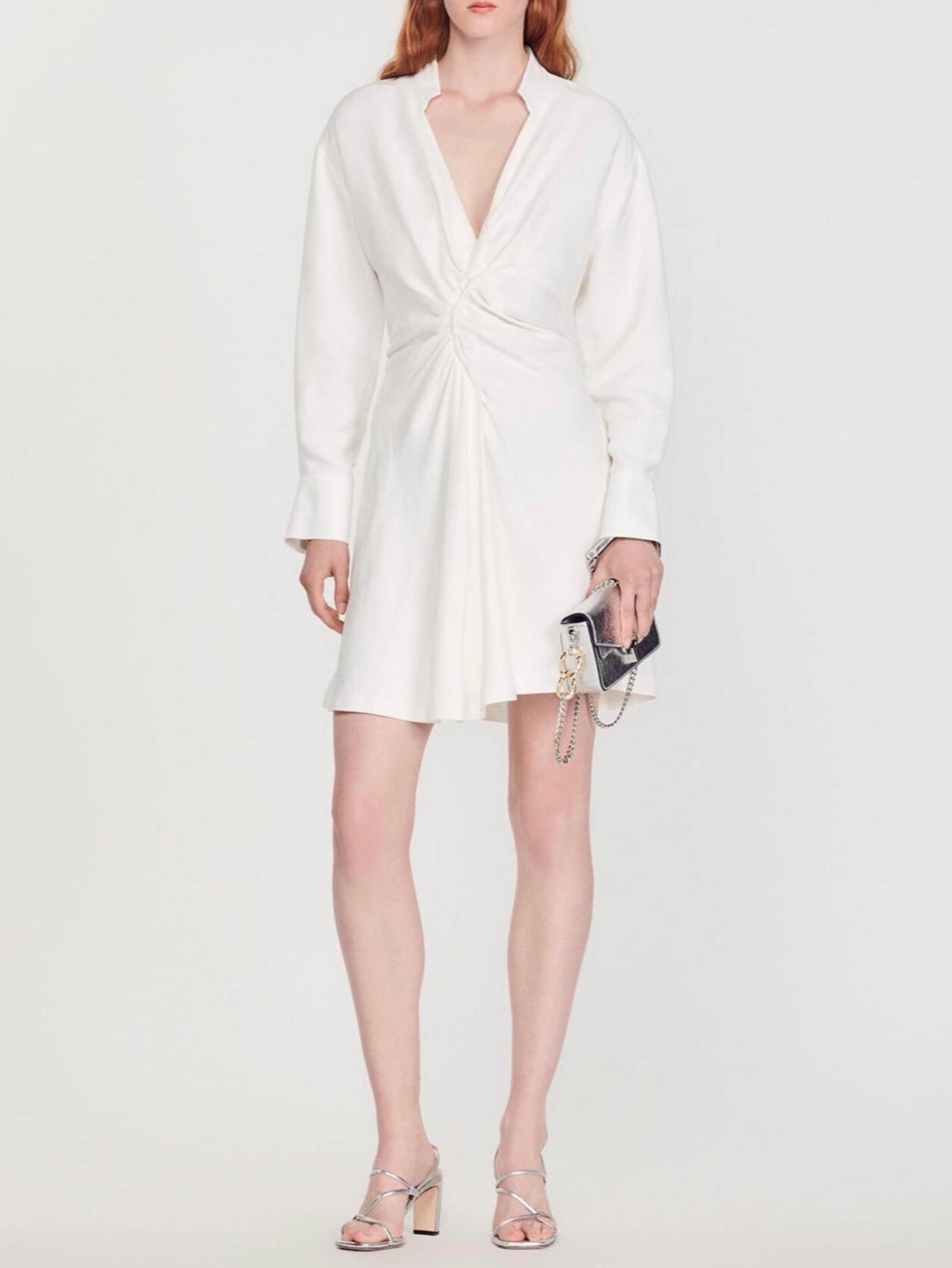 sandro celia ruched mini dress Sandro | Dresses | Sandro Celia Dress In White