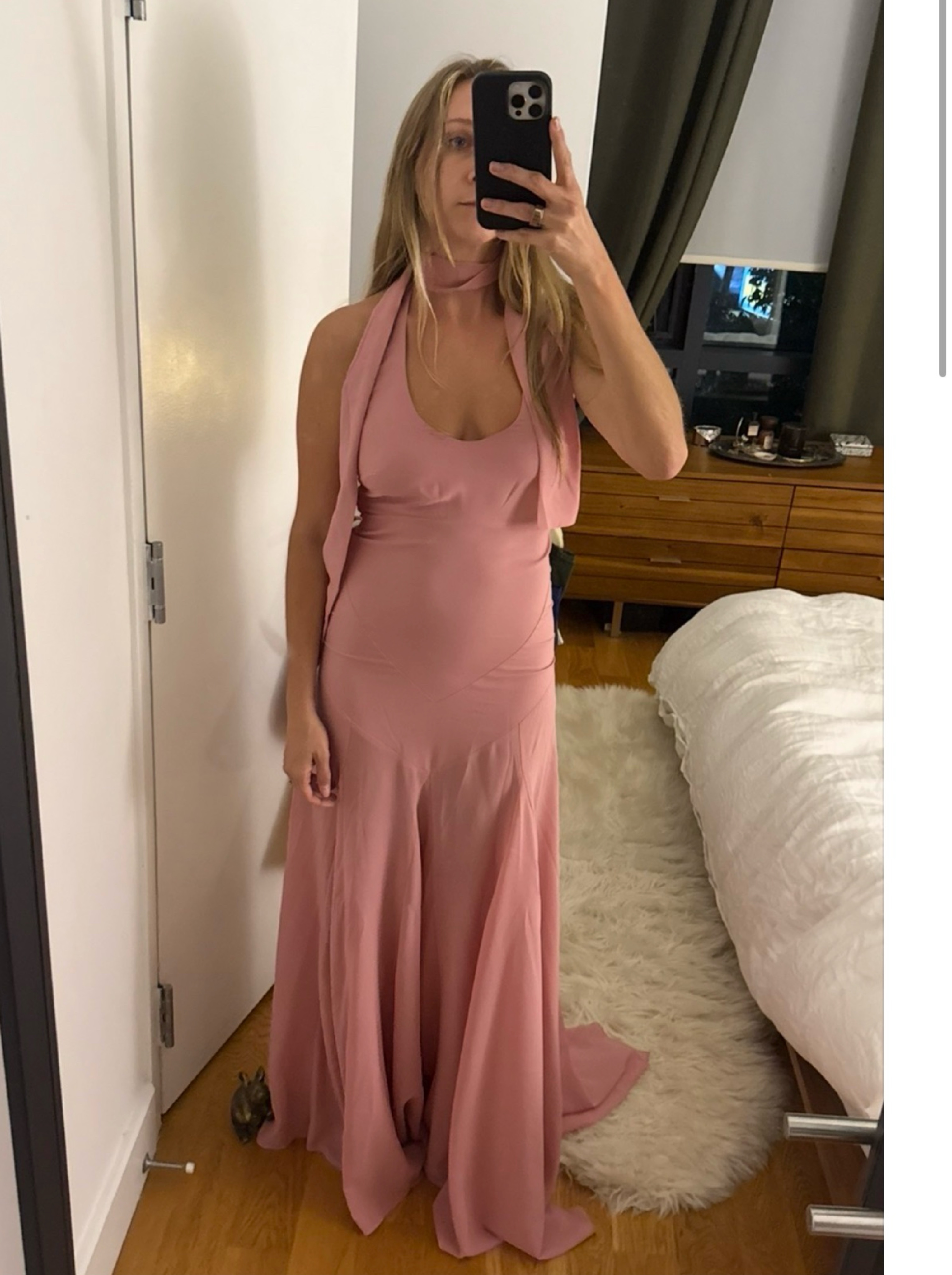 SIEDRES Pink Raye Crepe Dress
