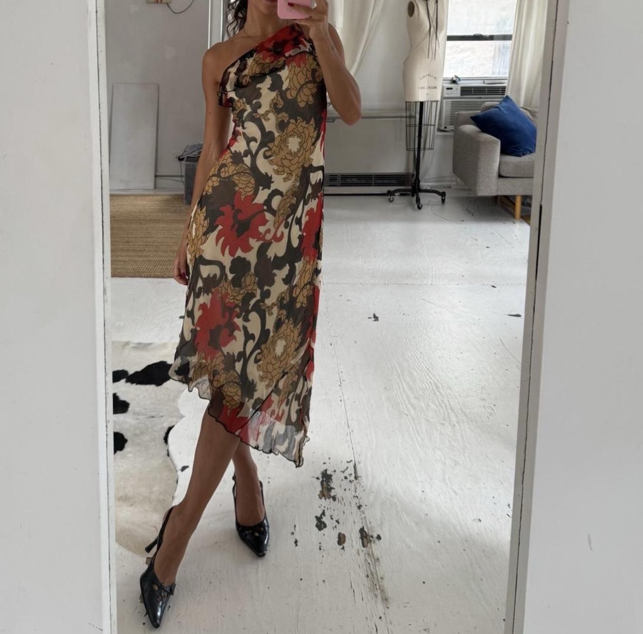 Vintage One Shoulder Midi Dress
