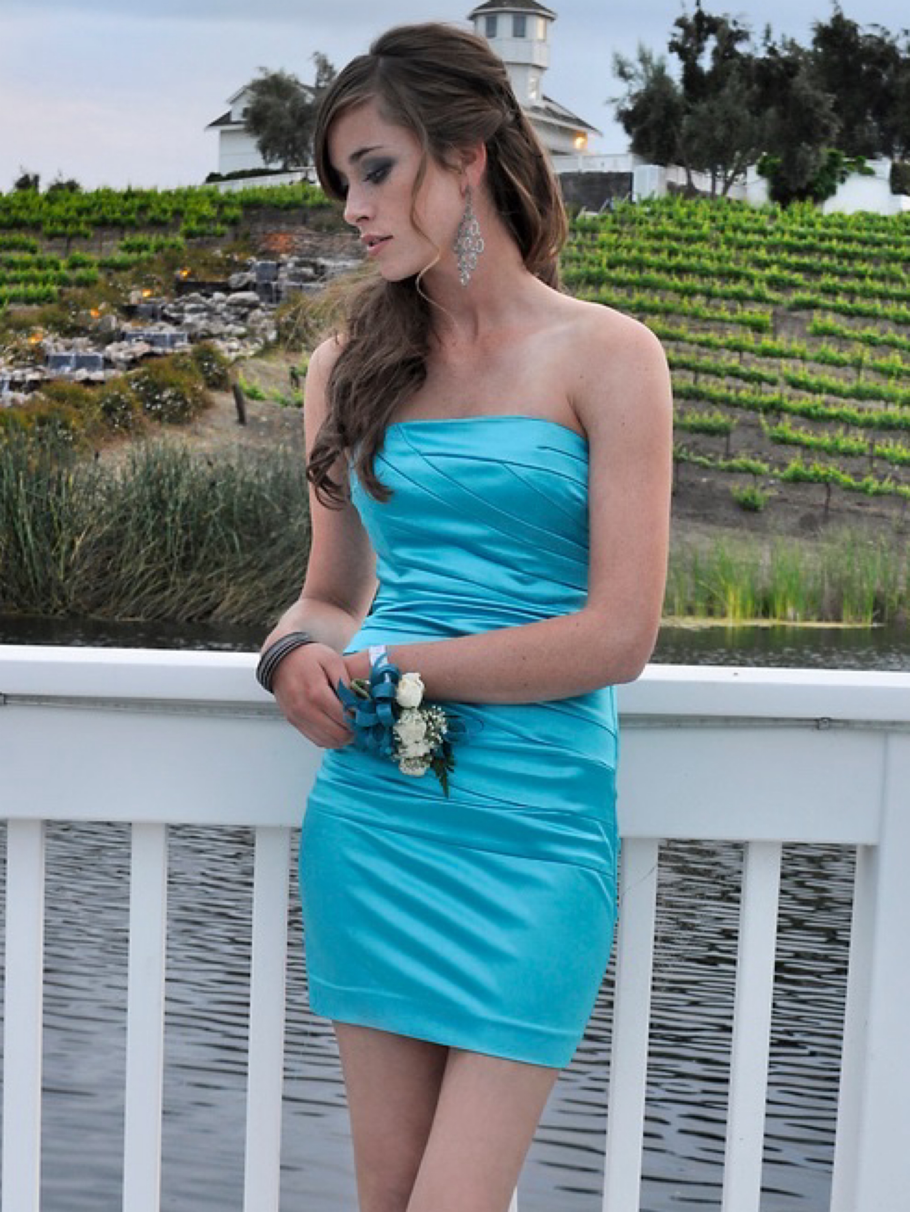 Bebe turquoise satin mini dress