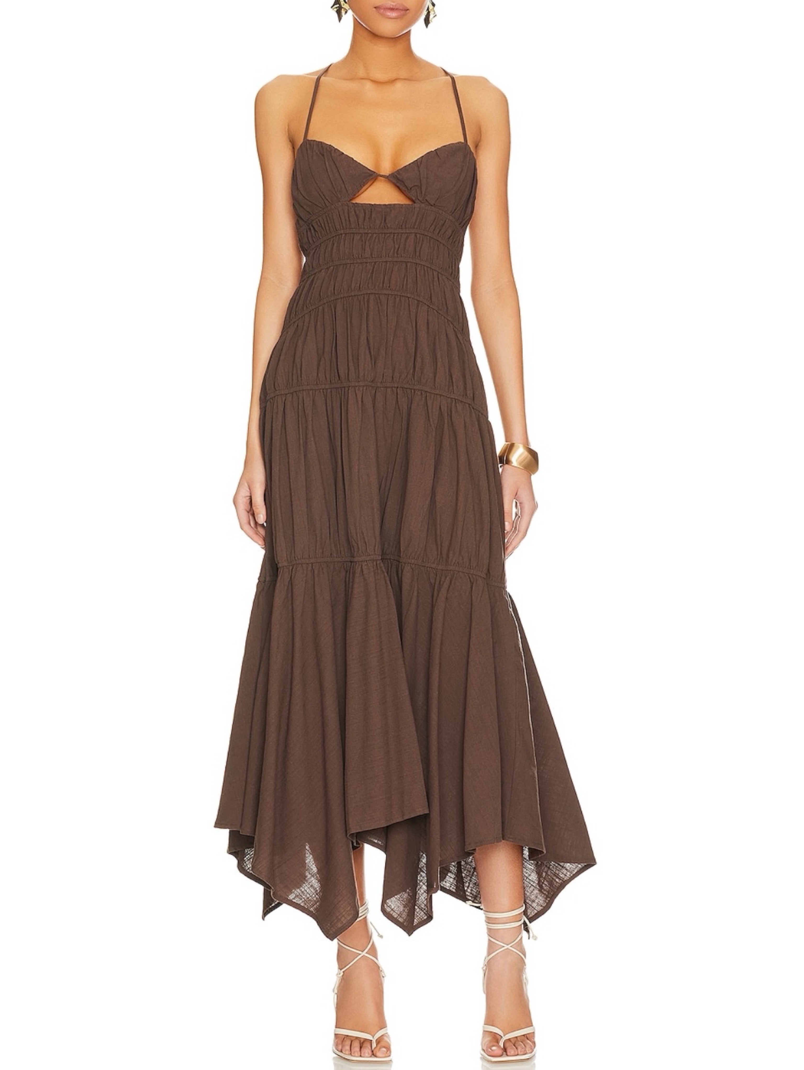 summer cinderella midi dress chocolate Enyah Midi Dress