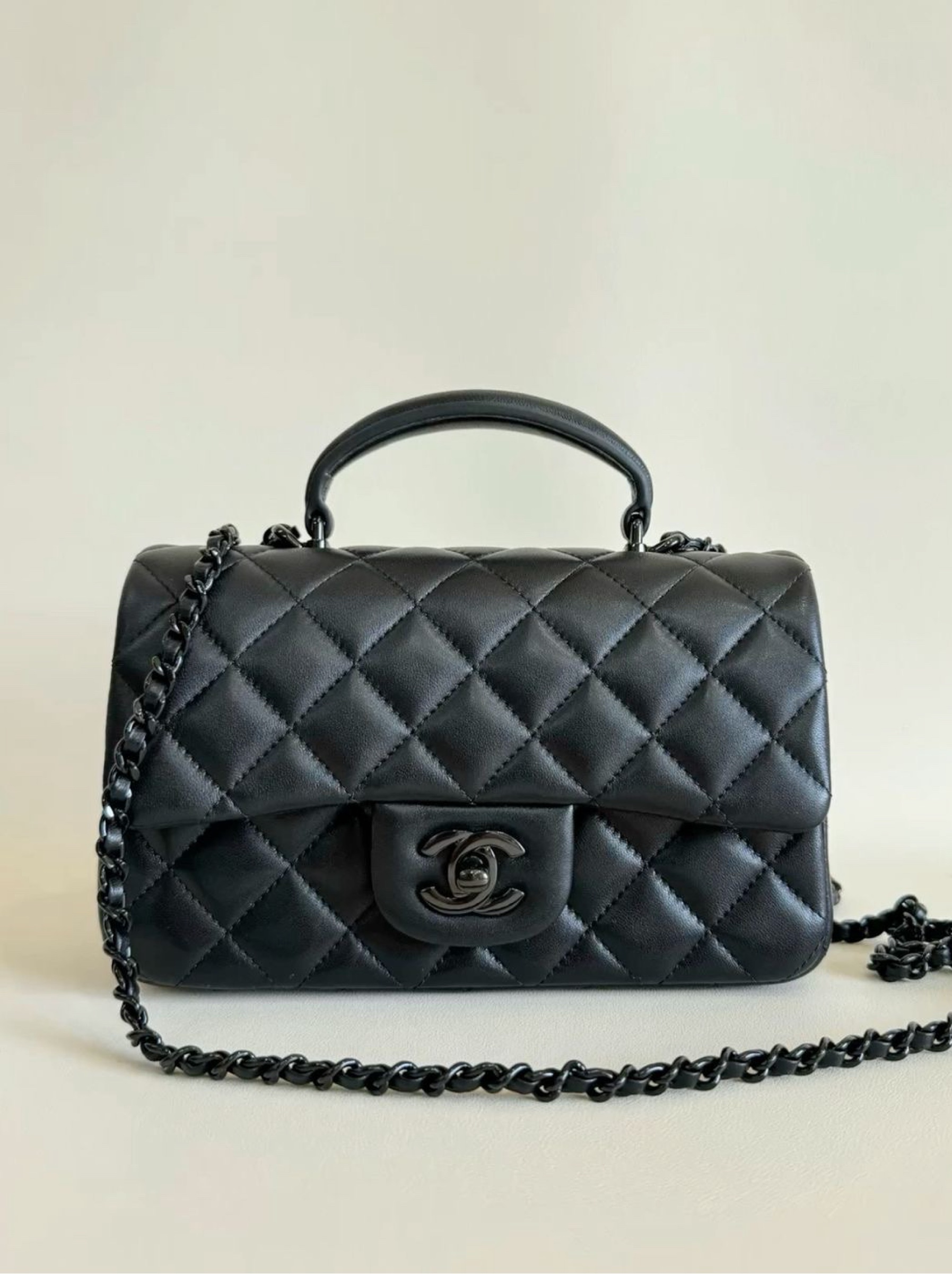 Chanel Black on black top handle bag (so black) by Chanel | Pickle