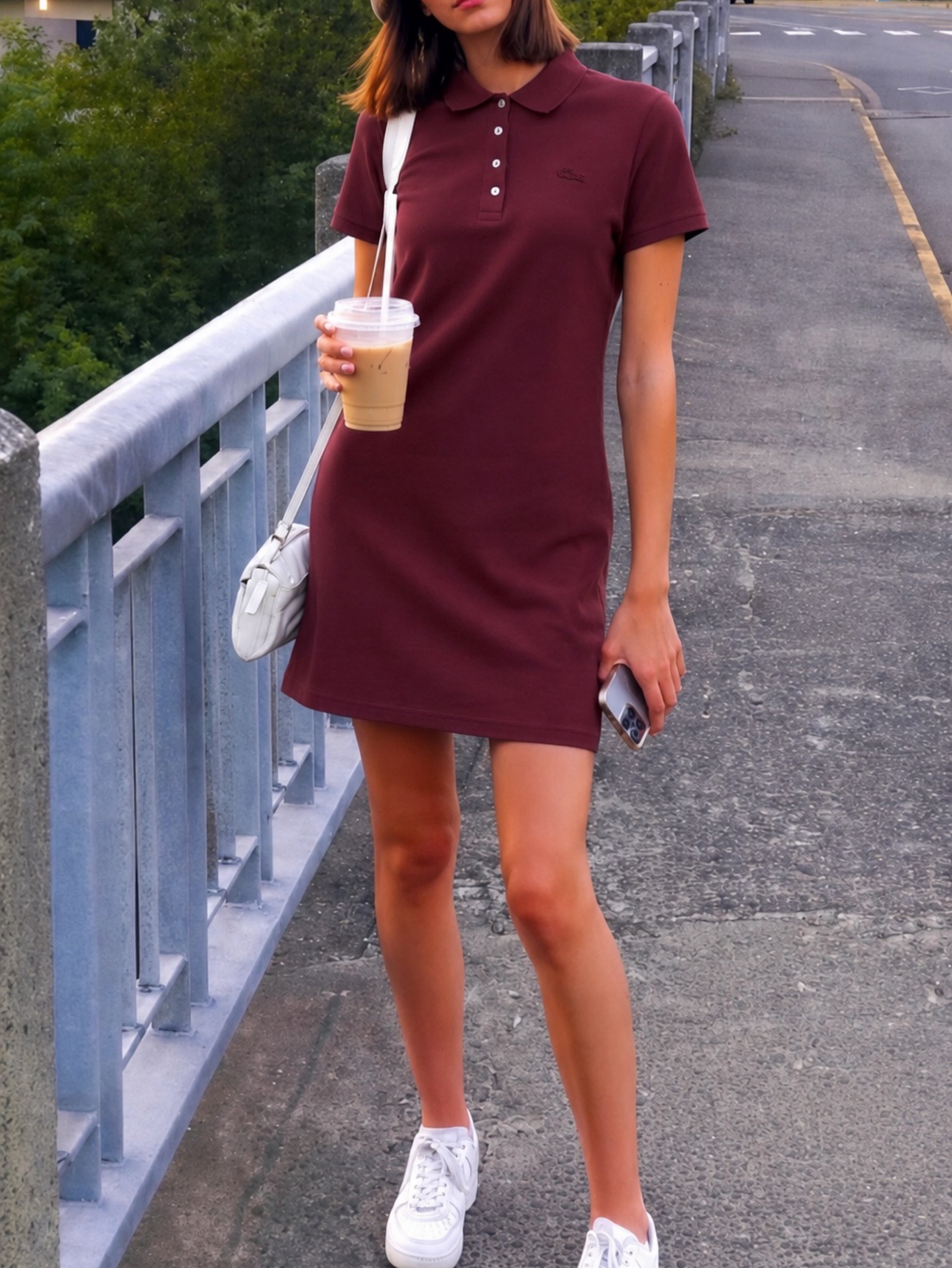 lacoste long polo dress LACOSTE Women's Slim Fit Polo Dress