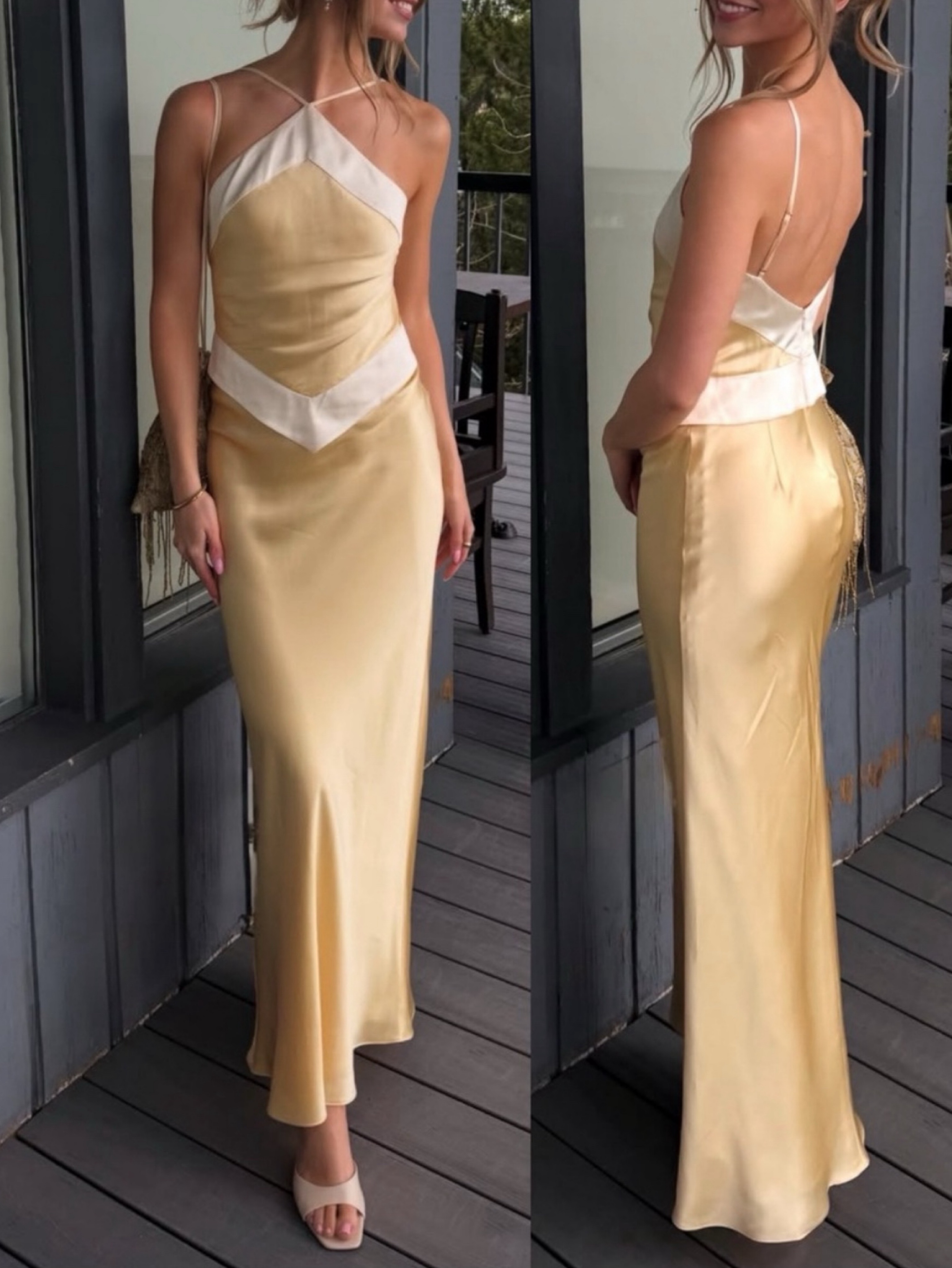 bec and bridge carrie halter maxi dress Gold Cut Out Twist by + SCHL005208_G_XL