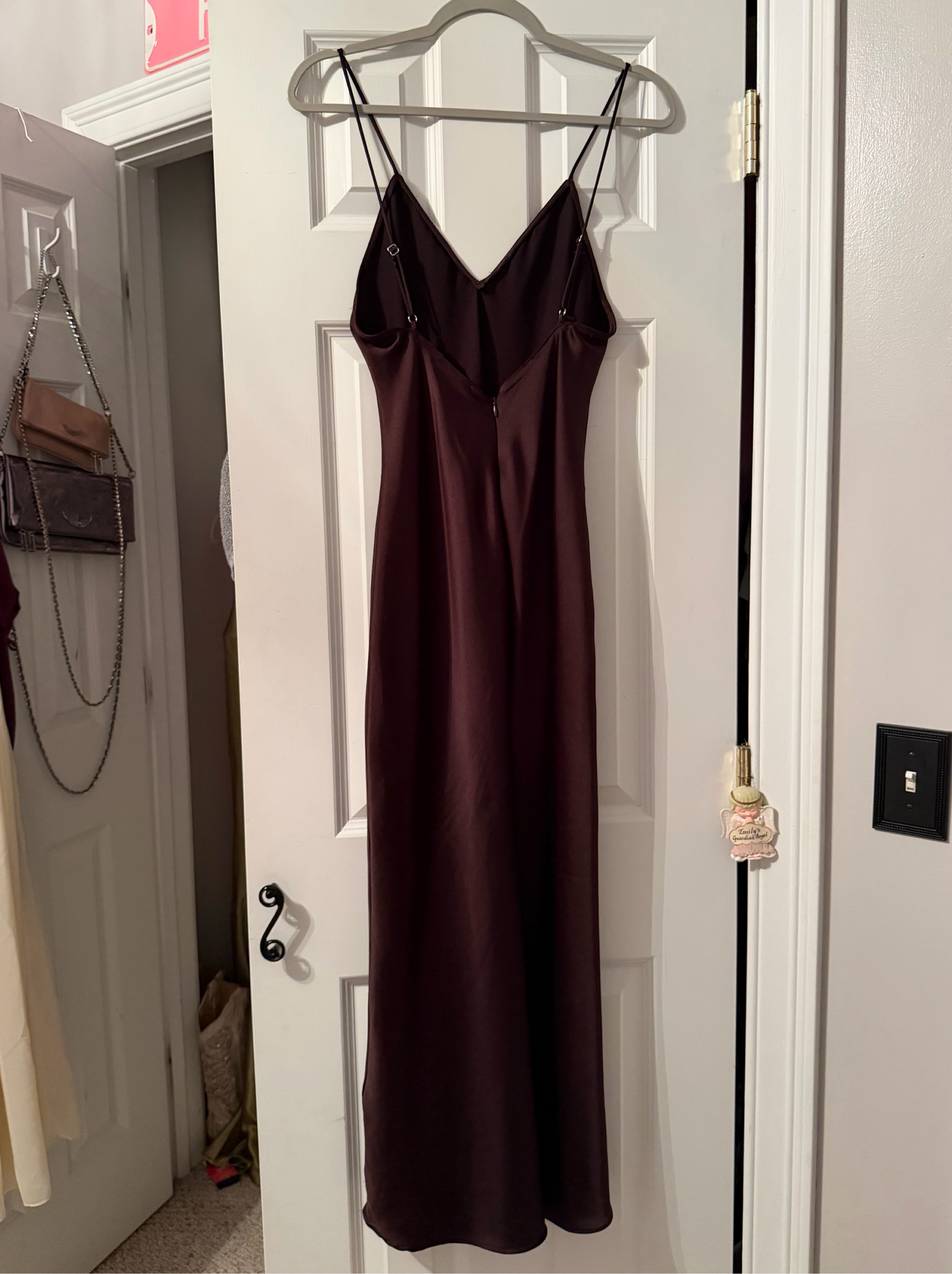 brown maxi dress zara Zara Brown Satin Maxi Dress by ZARA
