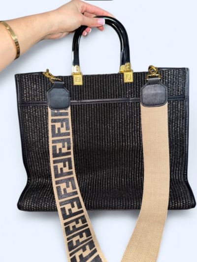 Fendi Roma Sunshine Tote – Black Woven by Fendi | Pickle