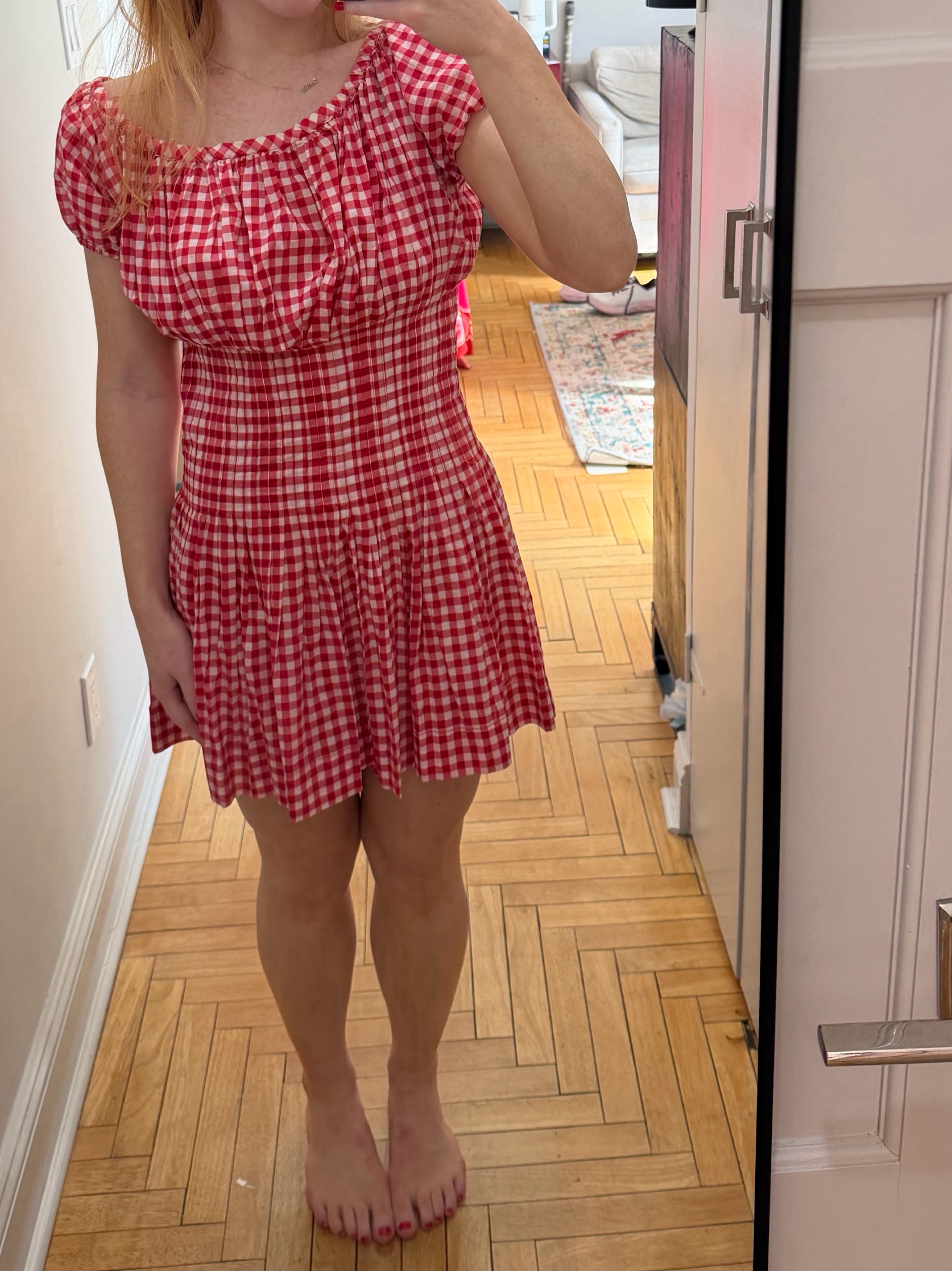 frankies bikinis red gingham dress x BELLA HADID Southern Belle Midi Dress