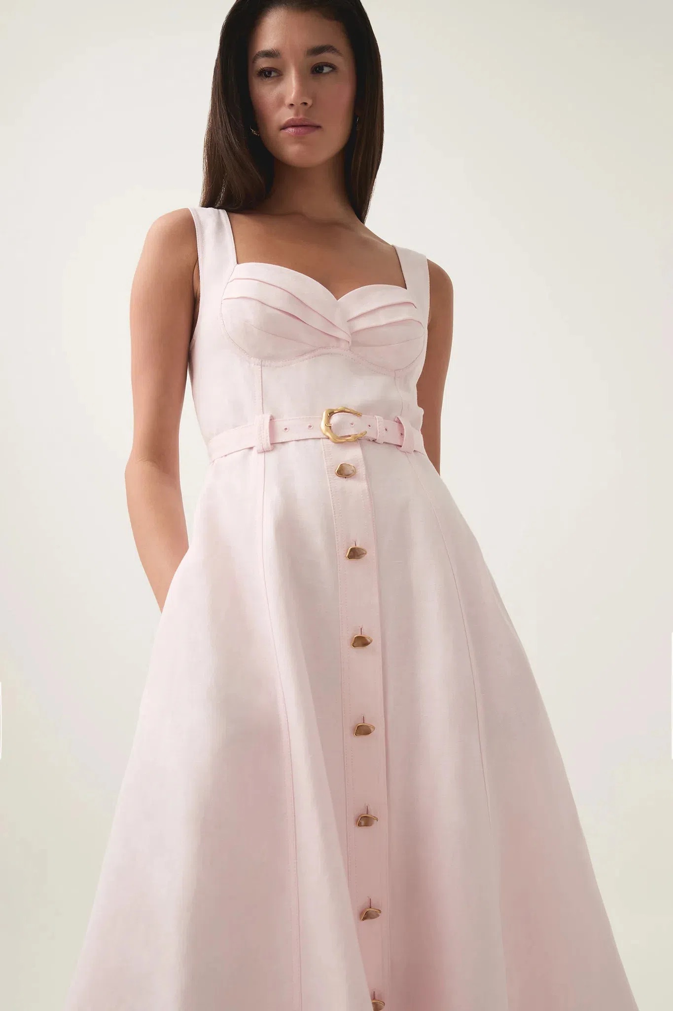 aje primary belted midi dress Primary Belted Midi Dress-IVORY / 4