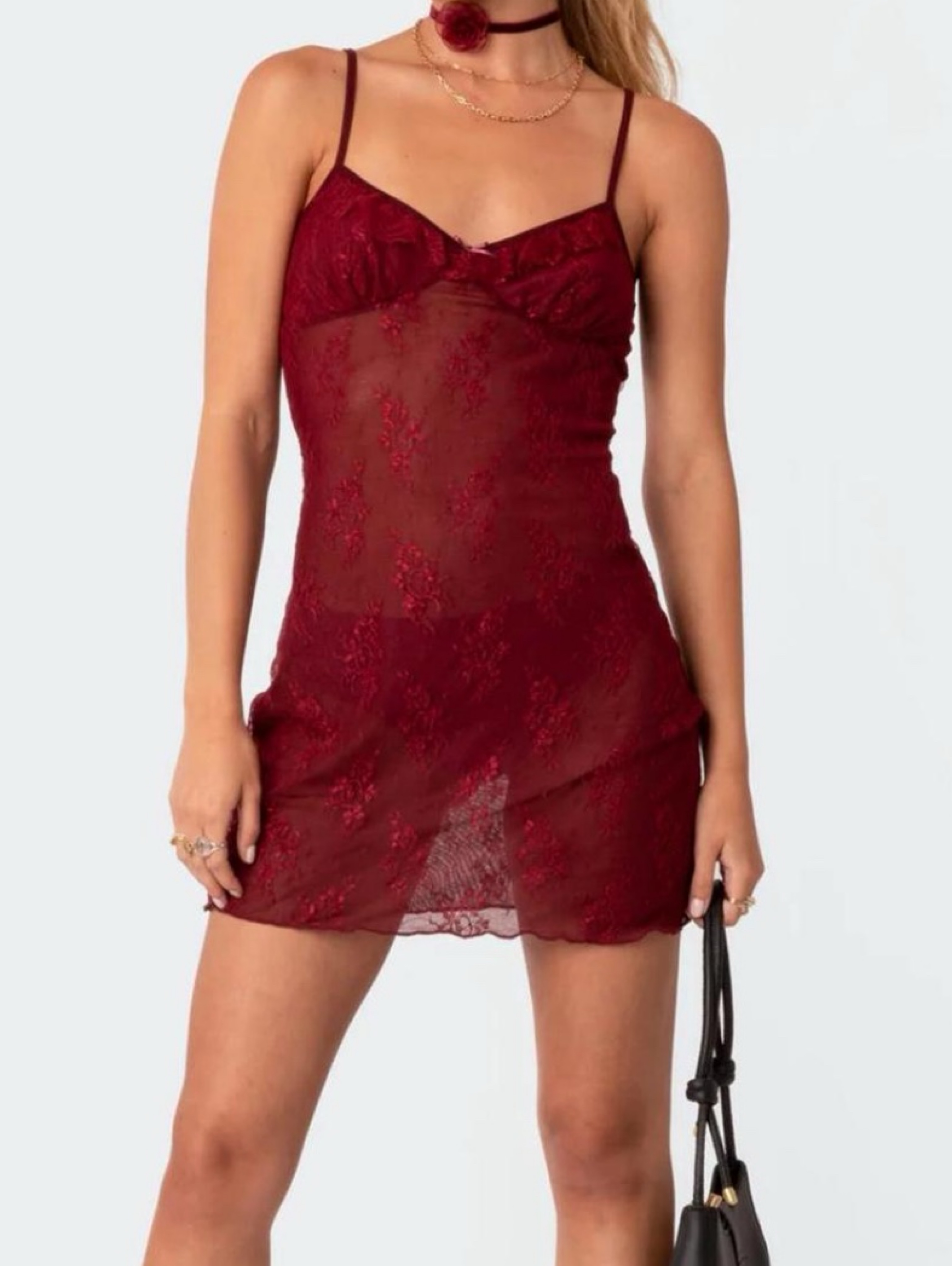 edikted red dress Edikted Women's Contrast Satin Effect Mini Dress