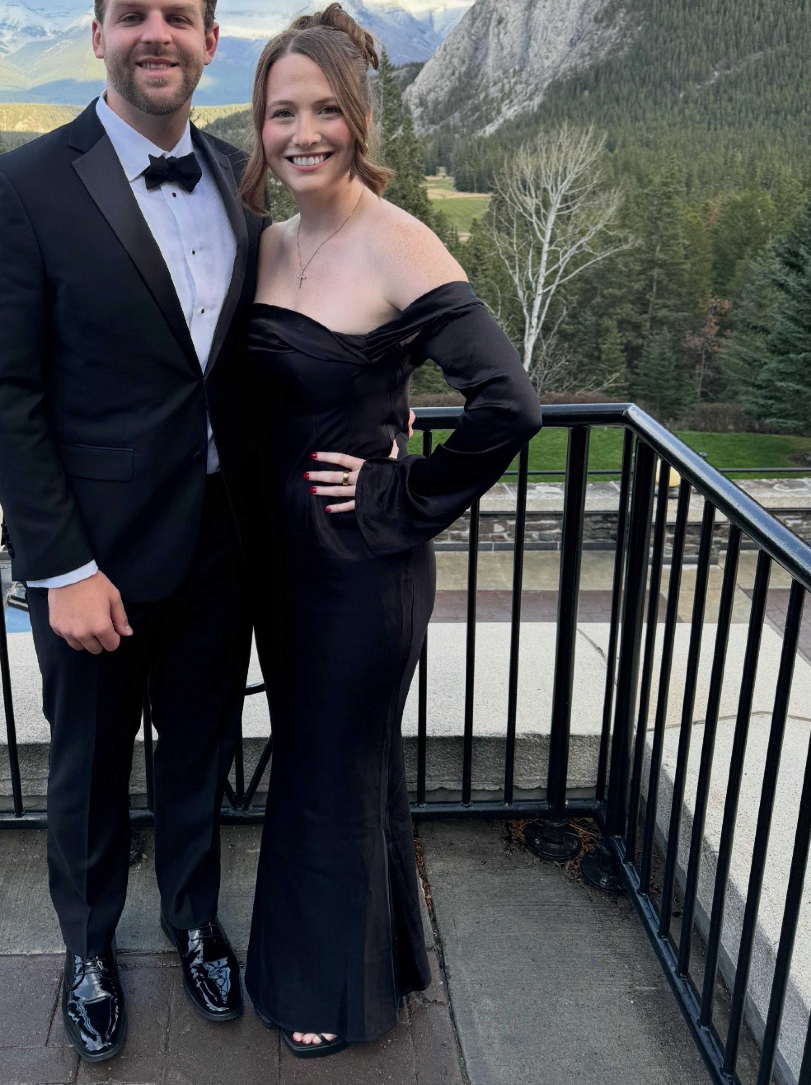 off the shoulder tuxedo dress 80s Off Shoulder Tuxedo Gown