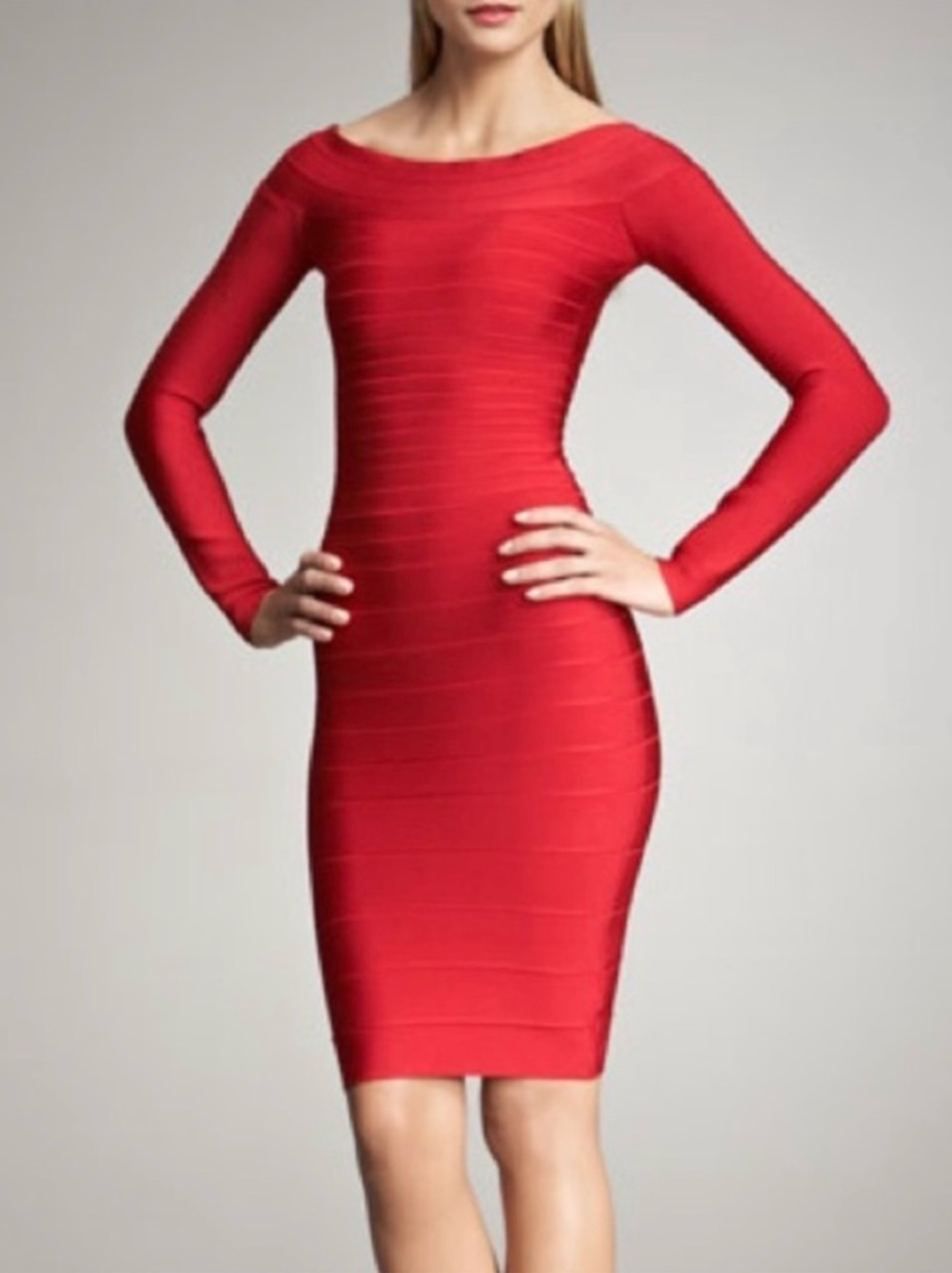 Herve Leger “ Renny” Off The Shoulder Bandage Dress
