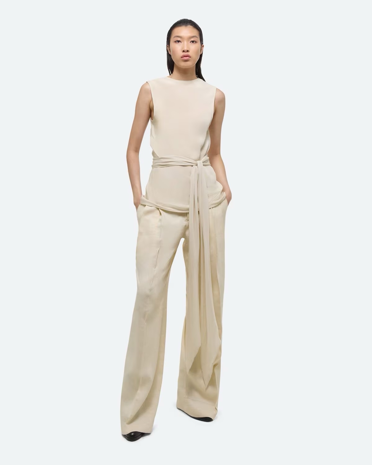 Helmut Lang Silk Sleeveless Scarf Top by Helmut Lang - Pickle