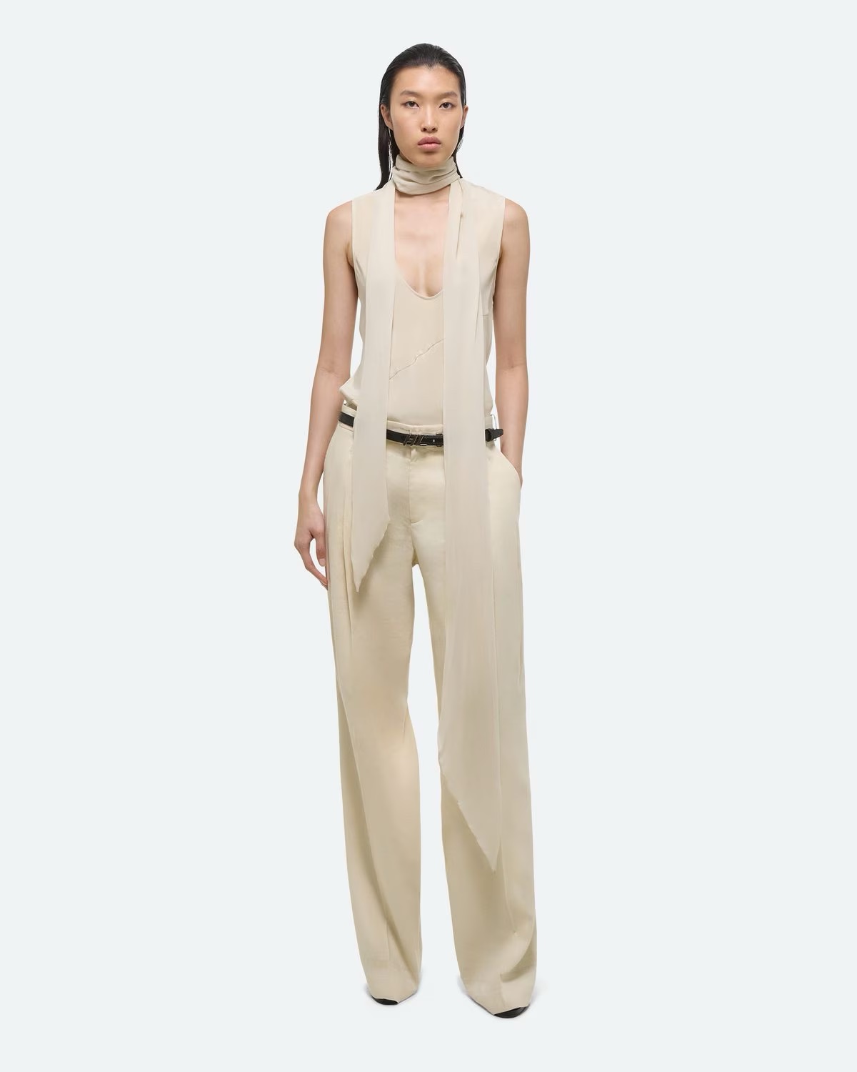 Helmut Lang Silk Sleeveless Scarf Top by Helmut Lang - Pickle