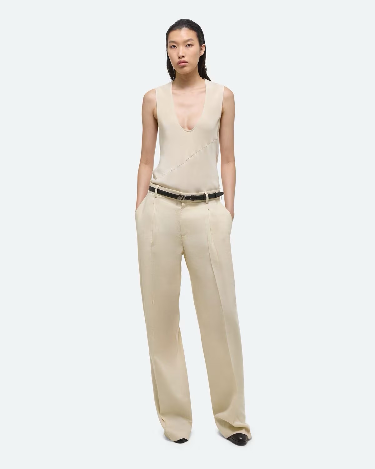 Helmut Lang Silk Sleeveless Scarf Top by Helmut Lang - Pickle