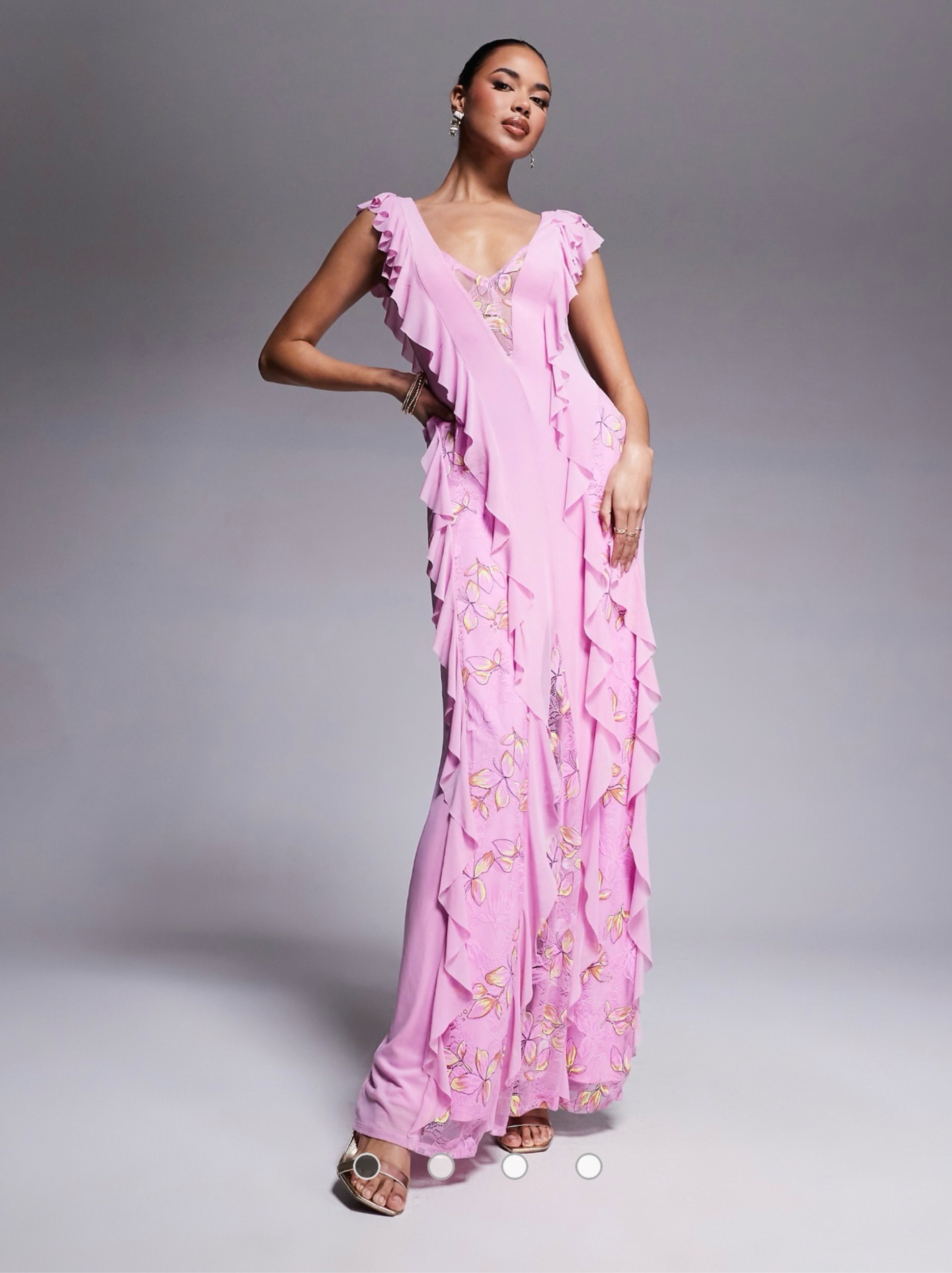 AFRM Trista mesh ruffle maxi dress