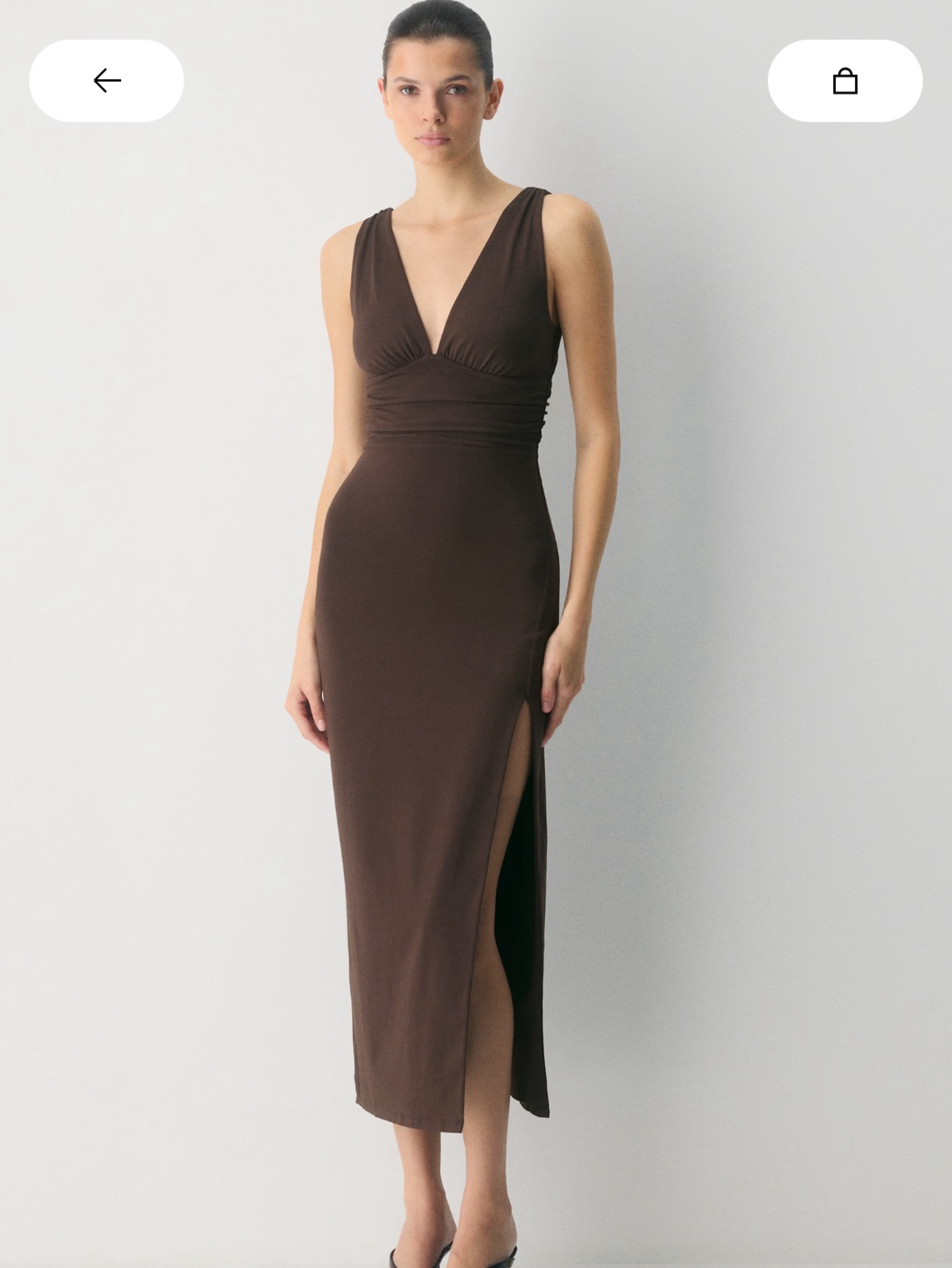 brown dress aritzia aritzia wrap dress Aritzia Wilfred Linen Blend Brown Short Sleeve Deep V Midi Wrap Dress Size XXS
