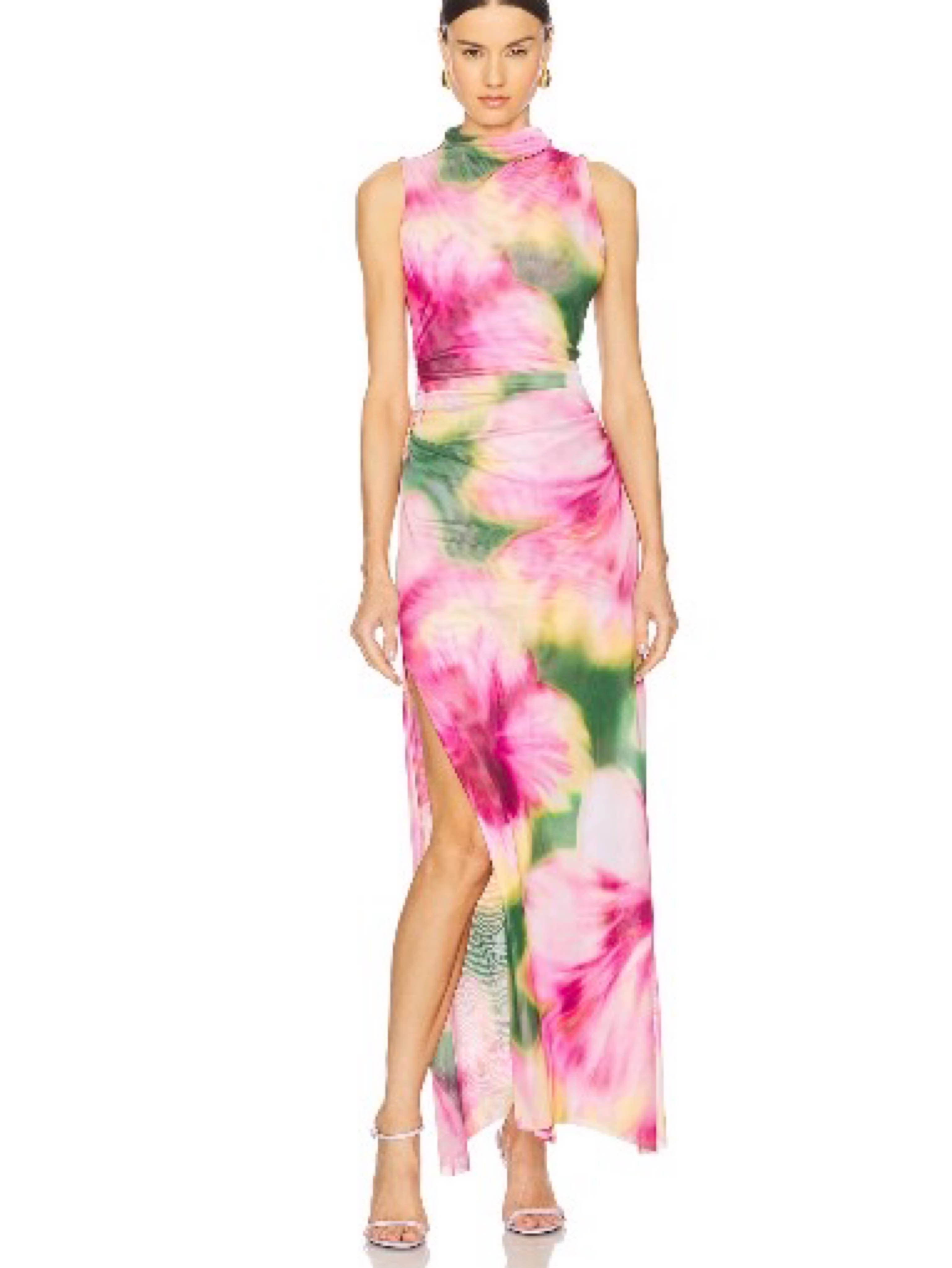 Blurred Floral Mesh Cocktail dress