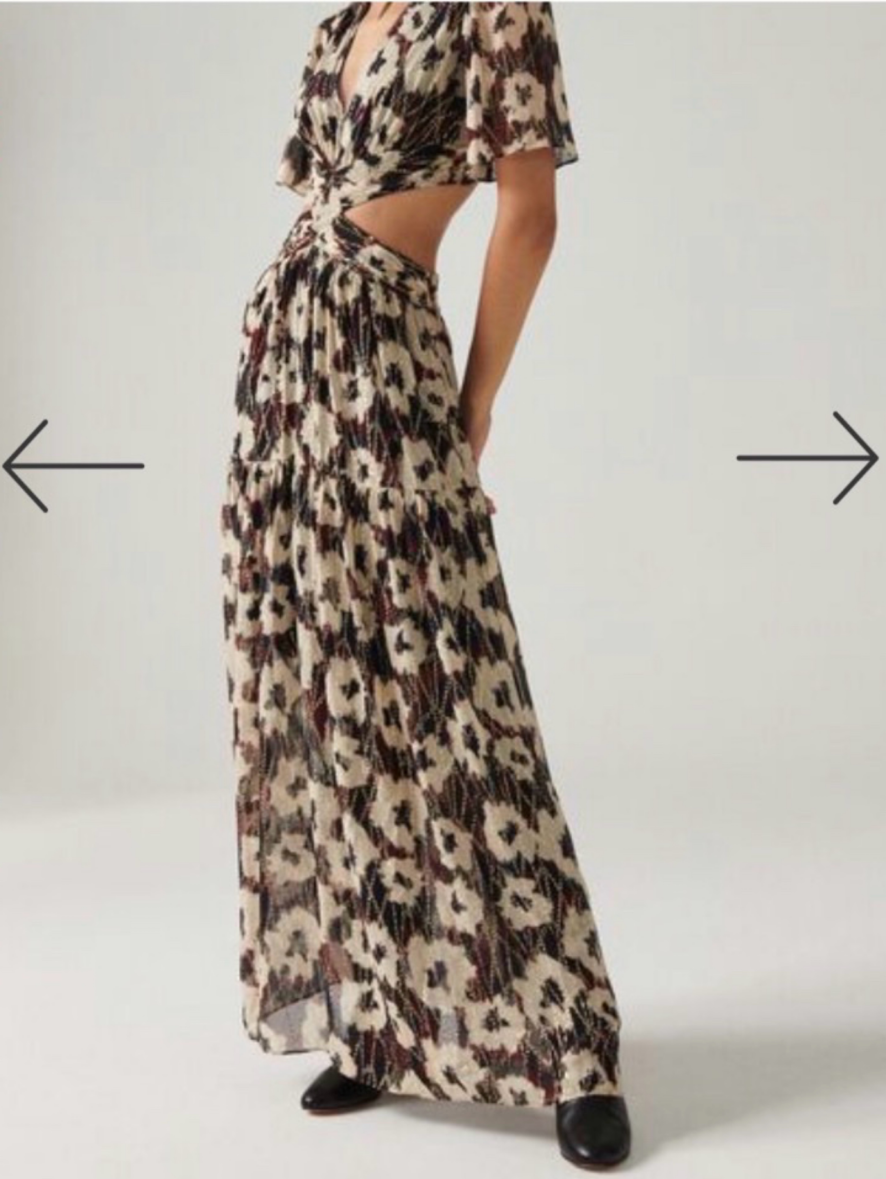 BA&SH Cream Floral Print Cutout Maxi Dress