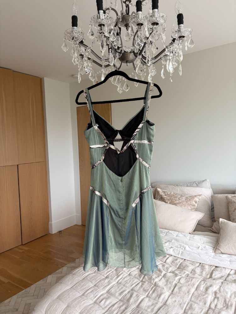 Vintage Roberto Cavalli Silk Chiffon Snakeskin Cutout Mini Dress