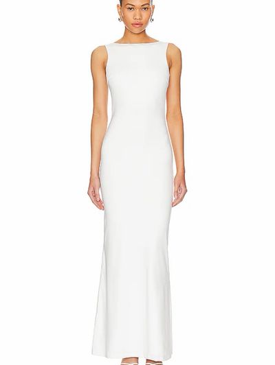 Super down Astra White Open Back Maxi Dress