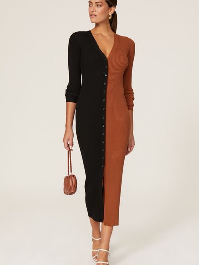 STAUD Shoko Colorblock Sweater Dress