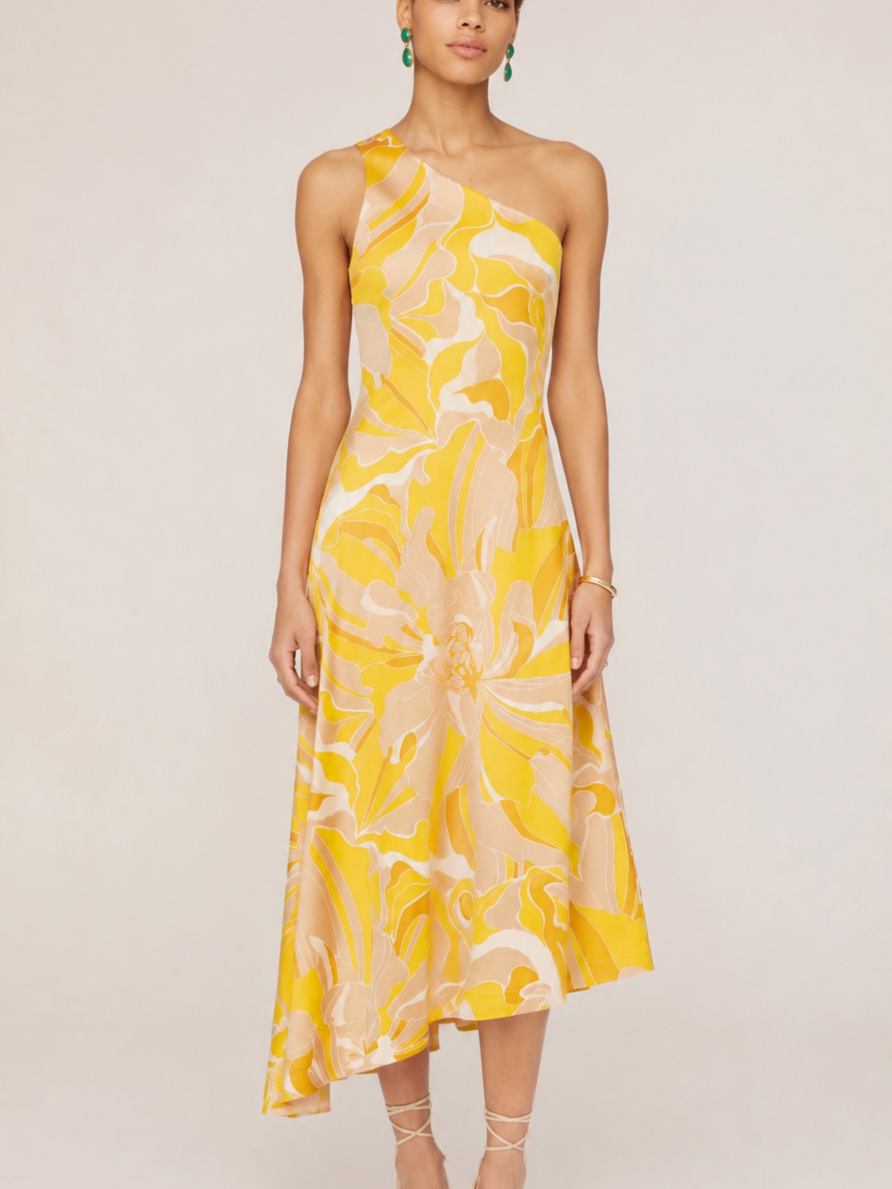 Alexis Karla One Shoulder Maxi Dress in Marigold Swirl