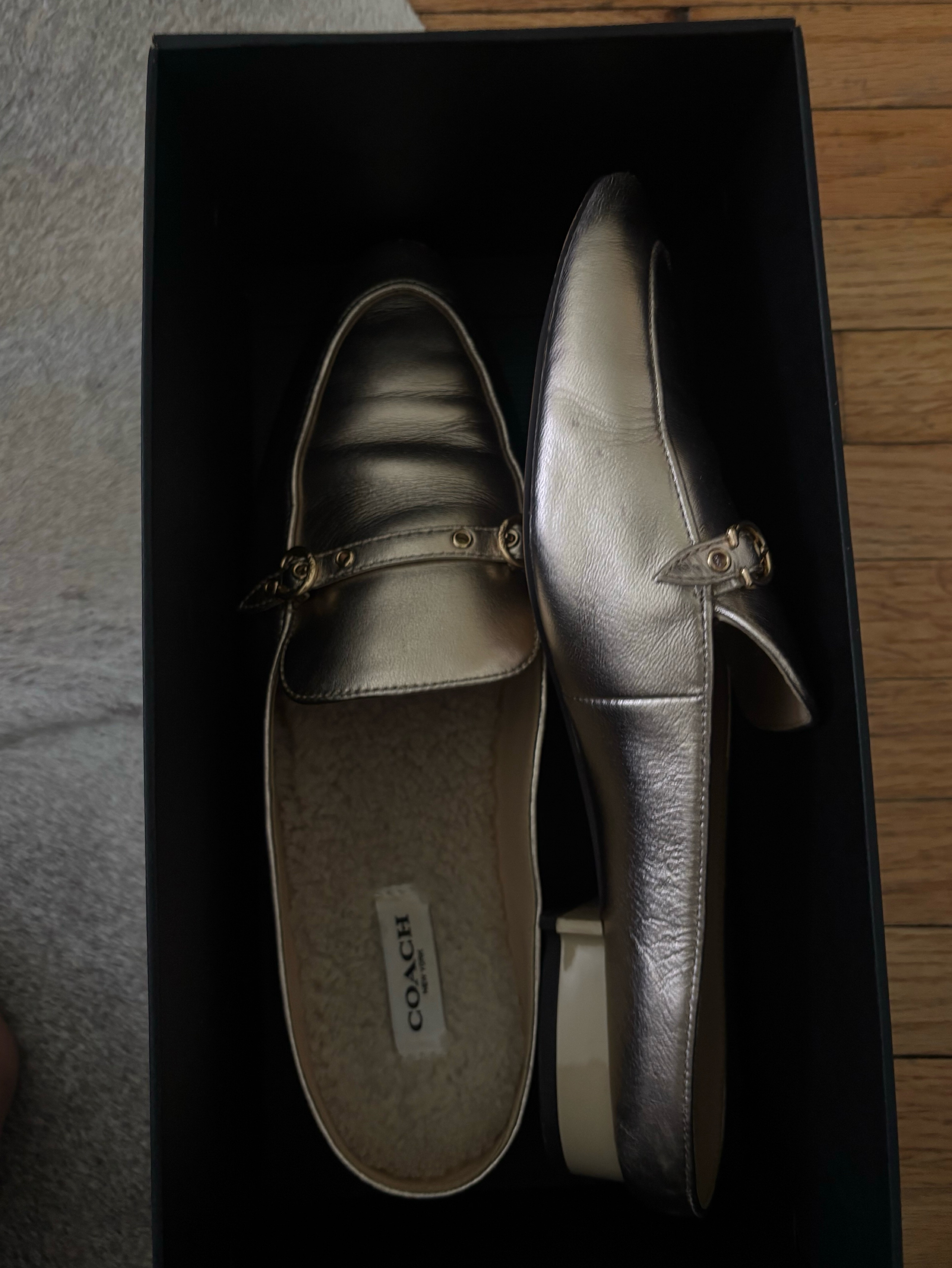 coachミュールご確認用 Coach Metallic Leather Mules by Coach - Pickle