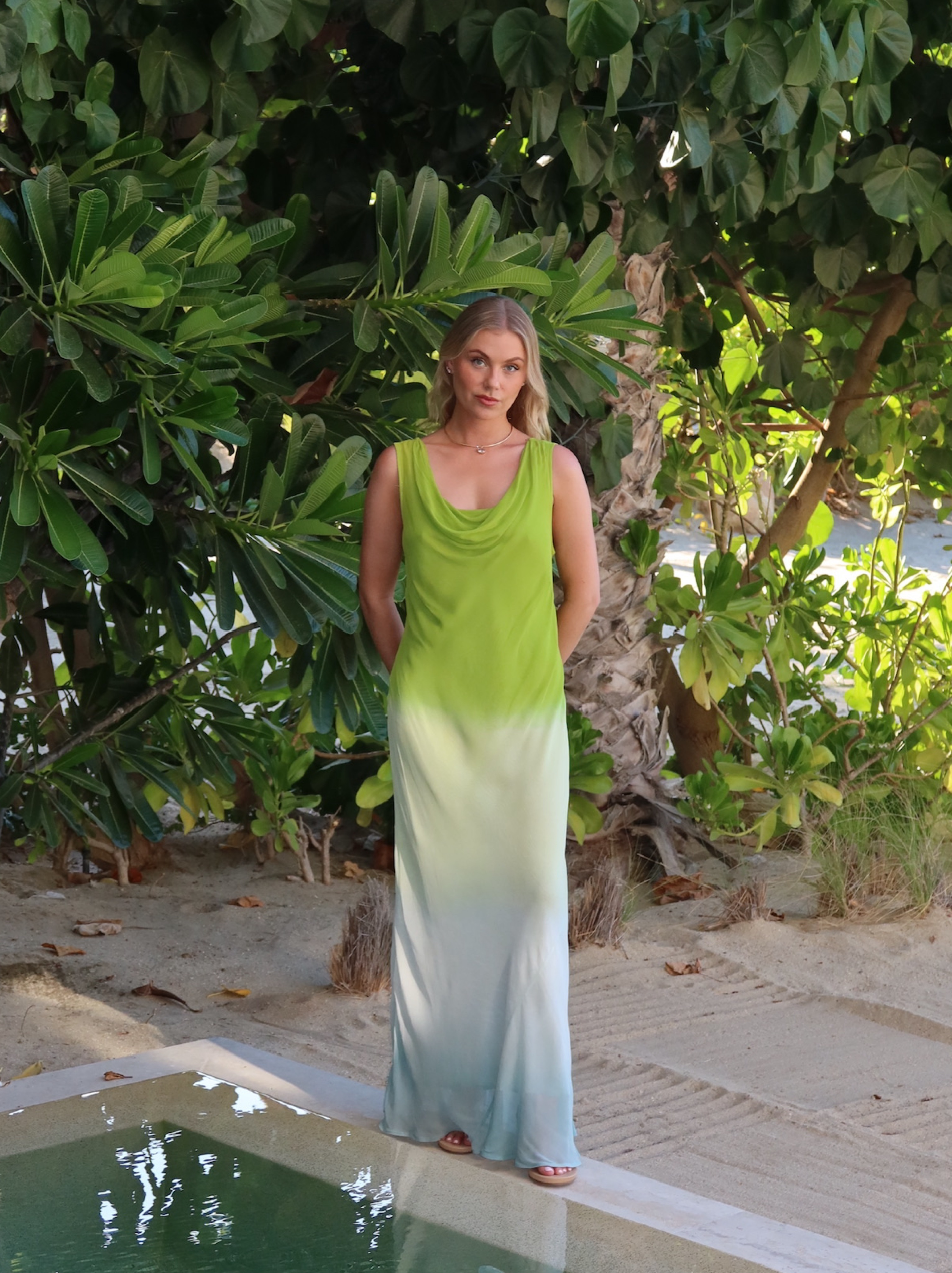 bluish green dress Sachiko Maxi - Blue / Print - Buy Women's Dresses back design Simple Dark Green Satin A-line