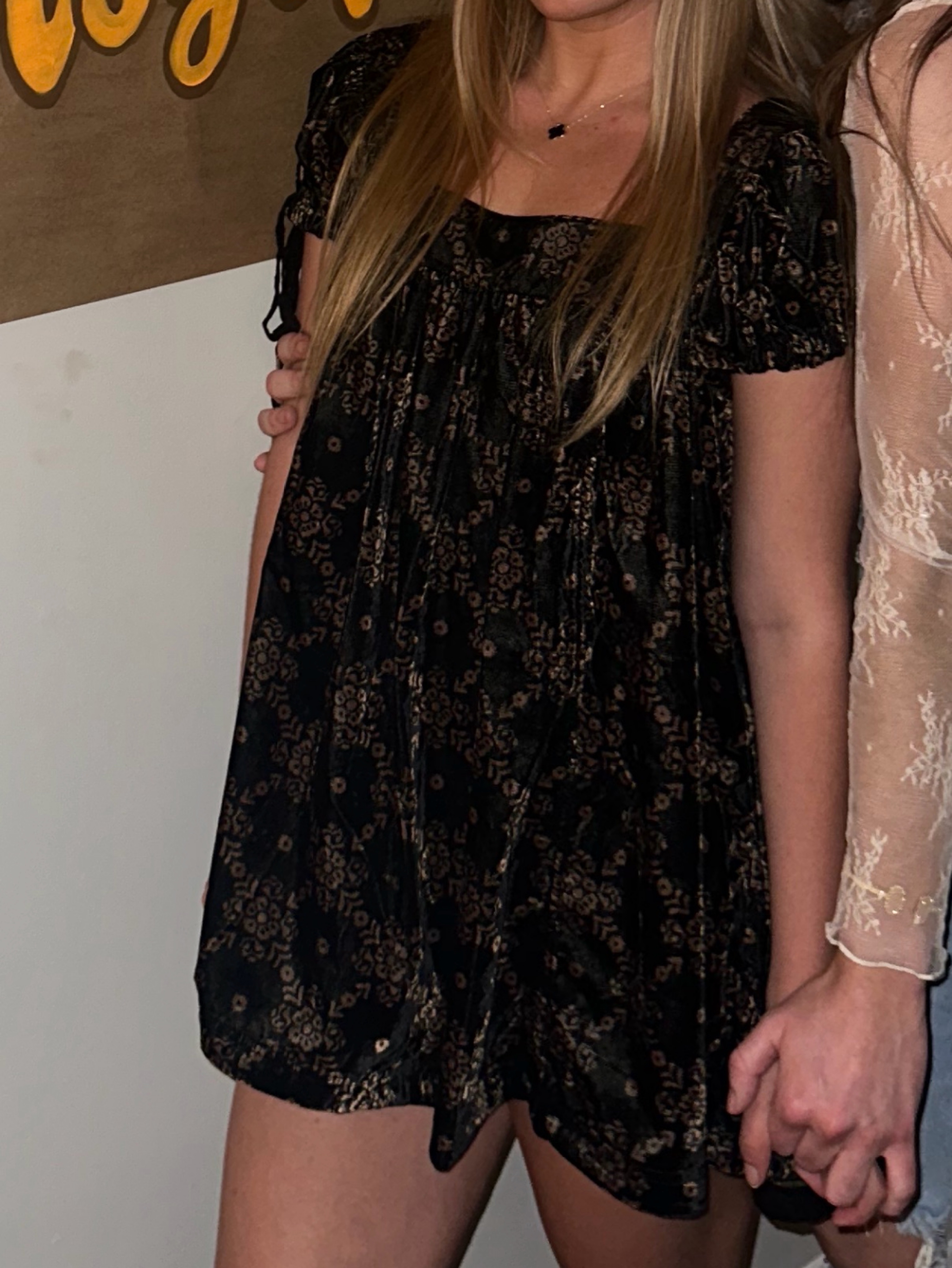 free people black velvet dress Free People Linney Velvet Mini Women's Dress Black : 4