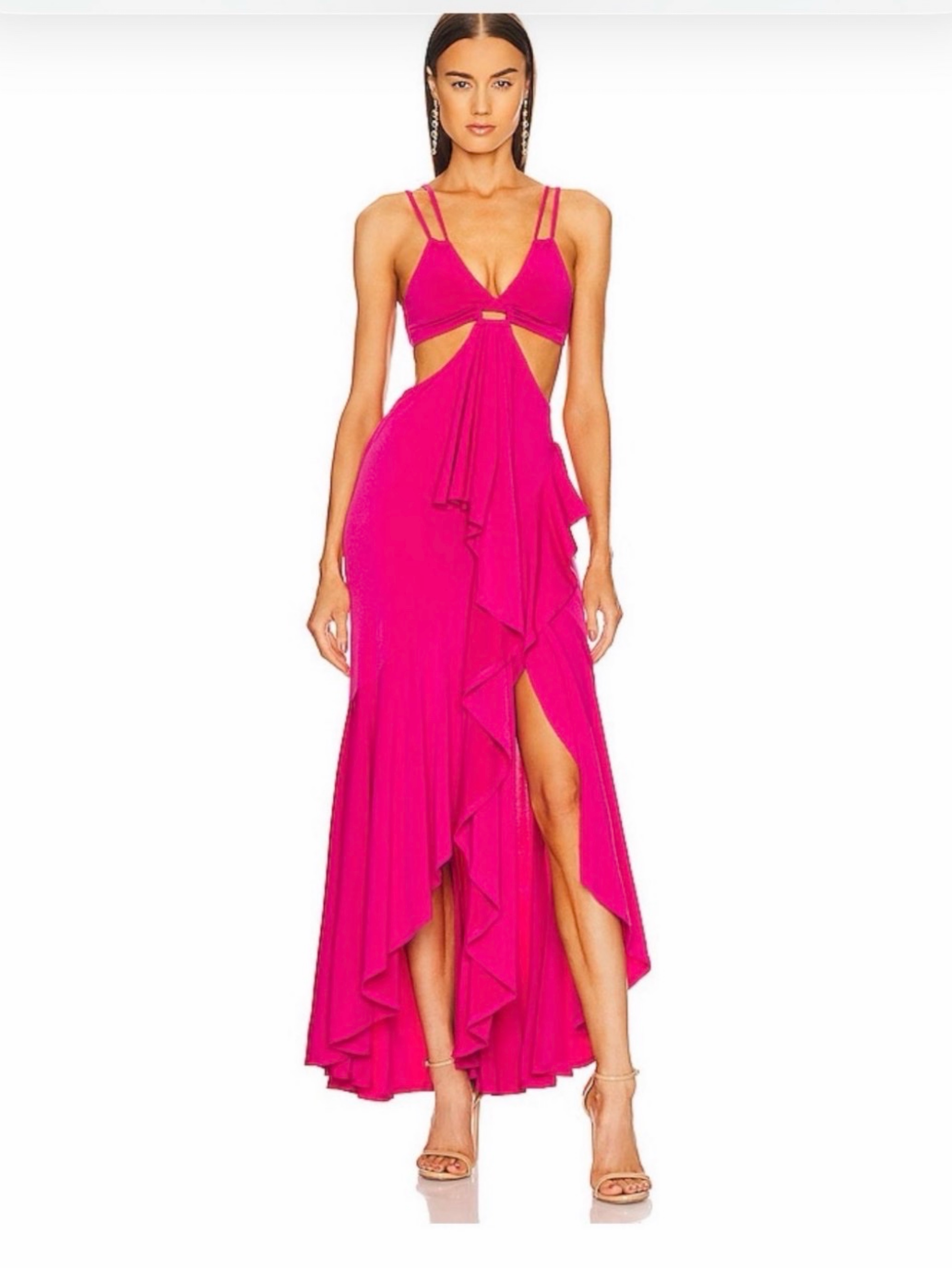 hot pink cut out maxi dress Bodycon Cut Out Maxi Dress, Hot Pink / XS
