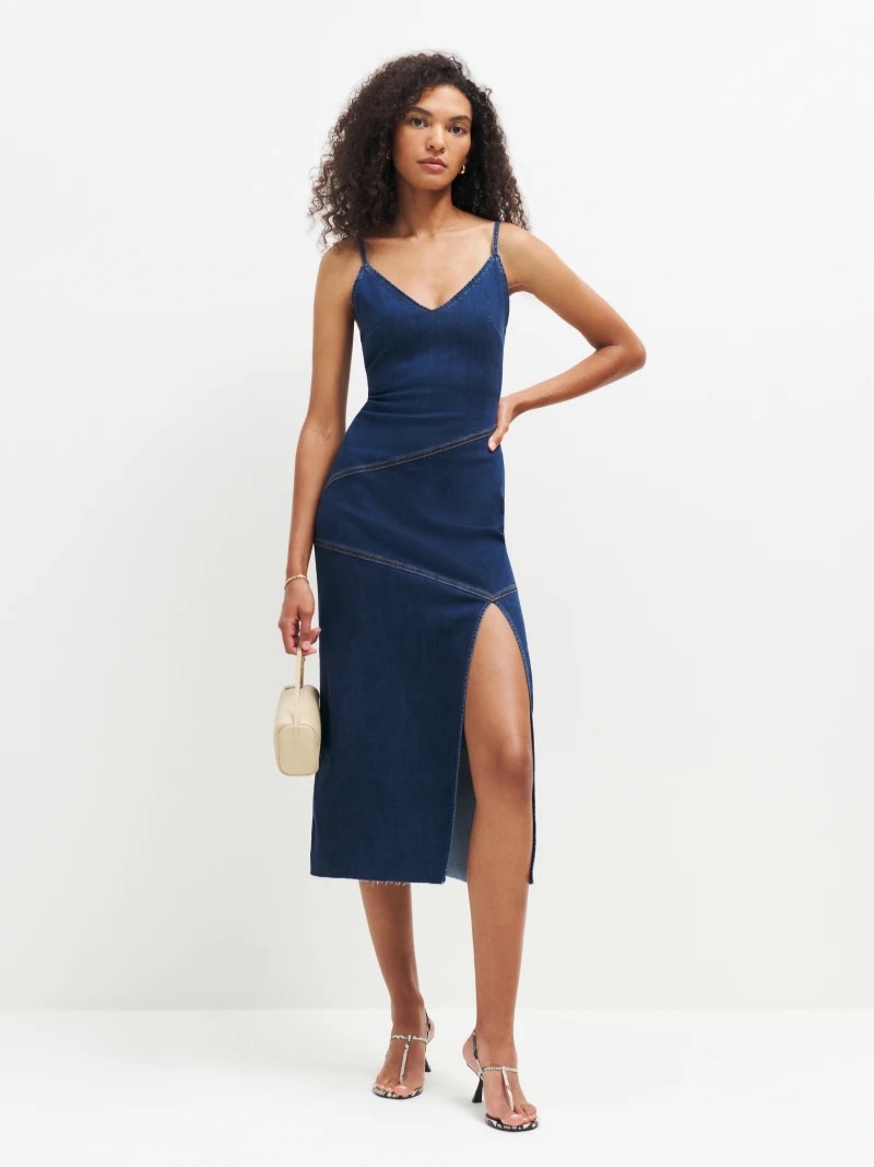 Reformation Novelle Denim Midi Dress
