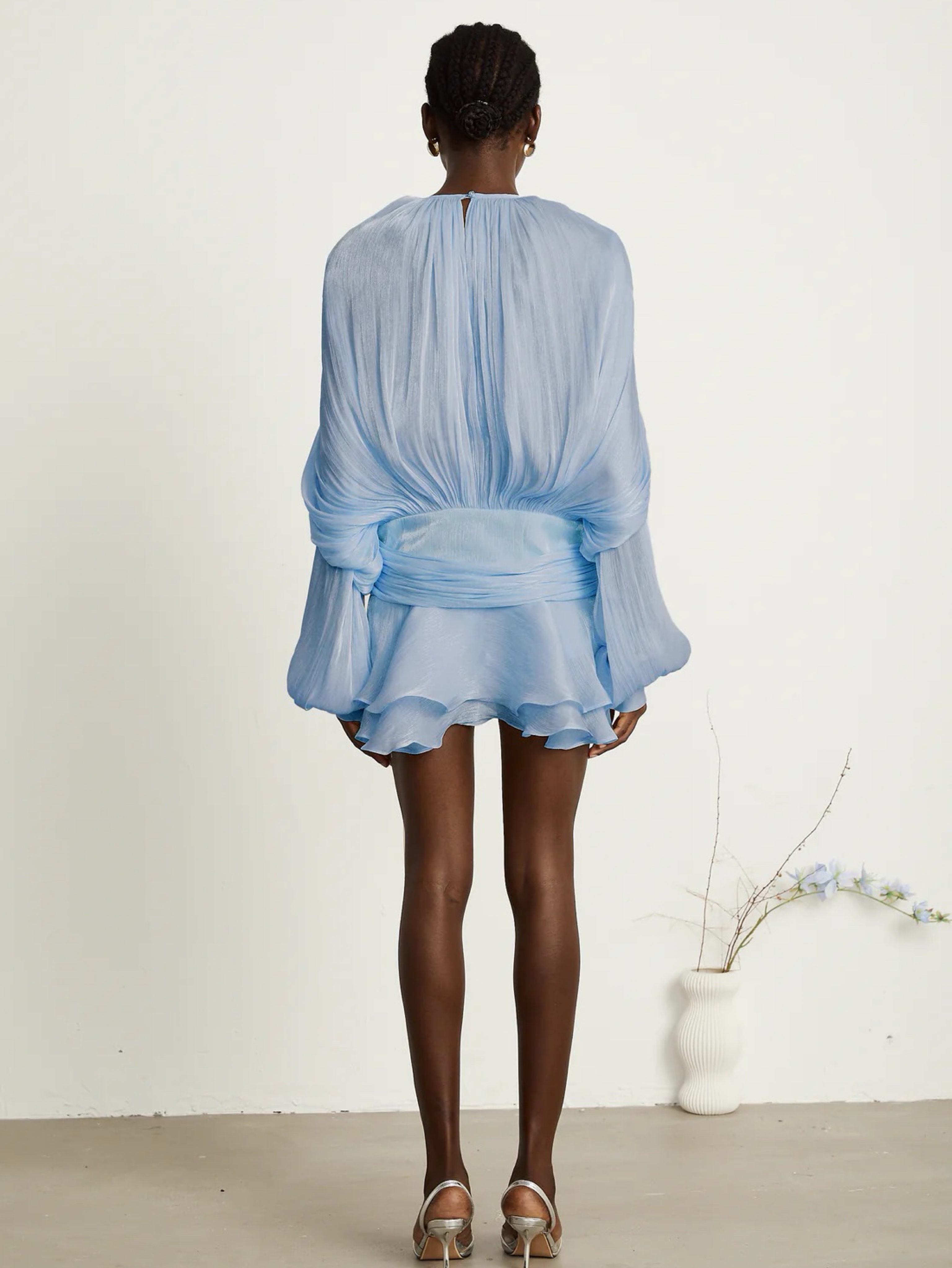 fully-pleated ruffled mini dress BERYL PLEATED RUFFLE HEM MINI DRESS  KIMIREY